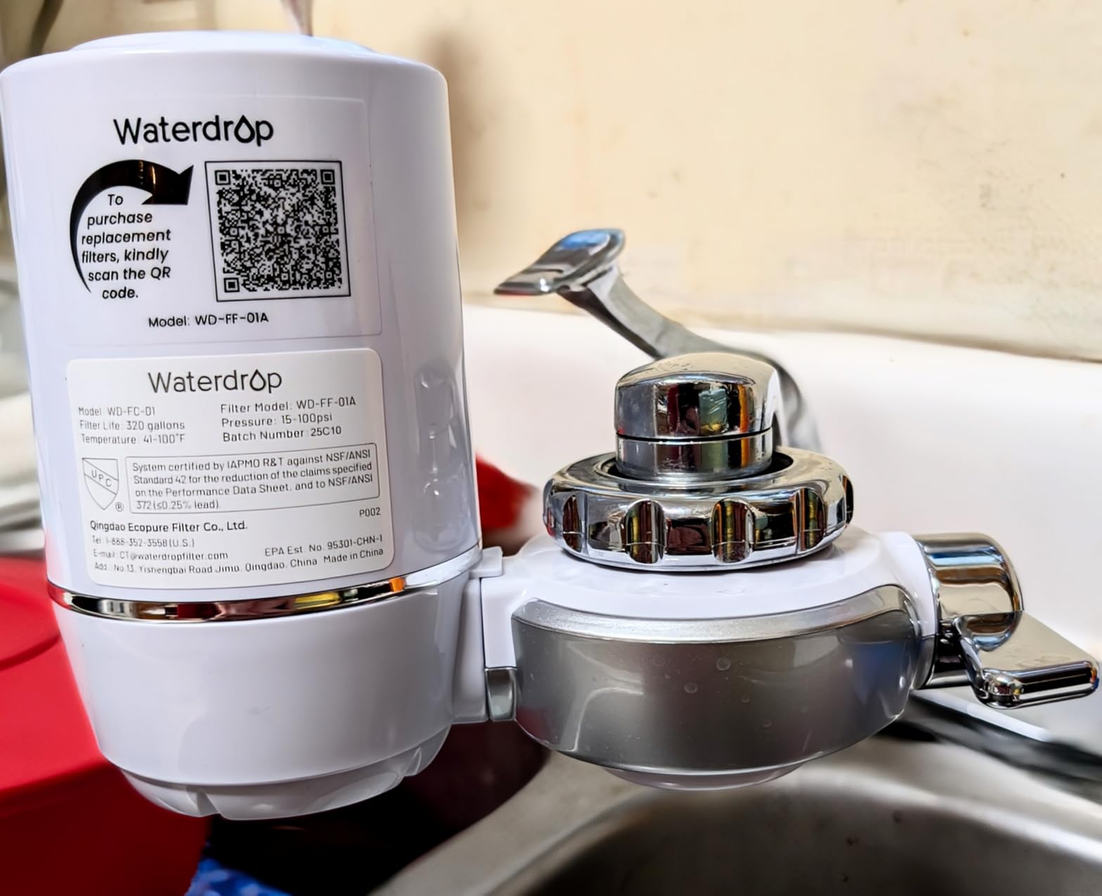 Waterdrop Water Filter for Sink Faucet, NSF Certified Water Purifier, 320 Gallon Tap Water Filter for Kitchen Sink, Reduces Chlorine, Lead-Free Material, Faucet Mount Water Filtration System, 1 Filter Customer Review Waterdrop Water Filter for Sink Faucet, NSF Certified Water Purifier, 320 Gallon Tap Water Filter for Kitchen Sink, Reduces Chlorine, Lead-Free Material, Faucet Mount Water Filtration System, 1 Filter - Customer Photo 2