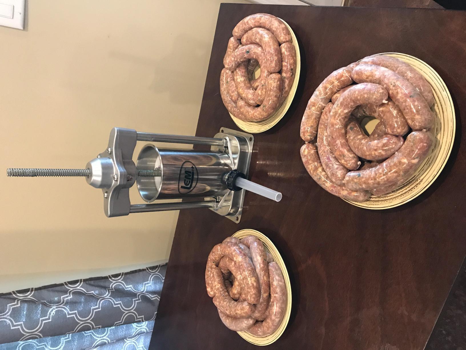 LEM Products Mighty Bite Vertical Stainless Steel 5 Pound Capacity Sausage Stuffer with Plastic Stuffing Tubes - Customer Photo 2