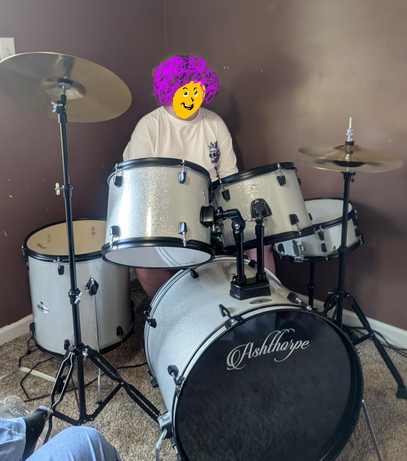 Ashthorpe 5-Piece Complete Full Size Adult Drum Set with Remo Batter Heads - Silver Customer Review Ashthorpe 5-Piece Complete Full Size Adult Drum Set with Remo Batter Heads - Silver - Customer Photo 1