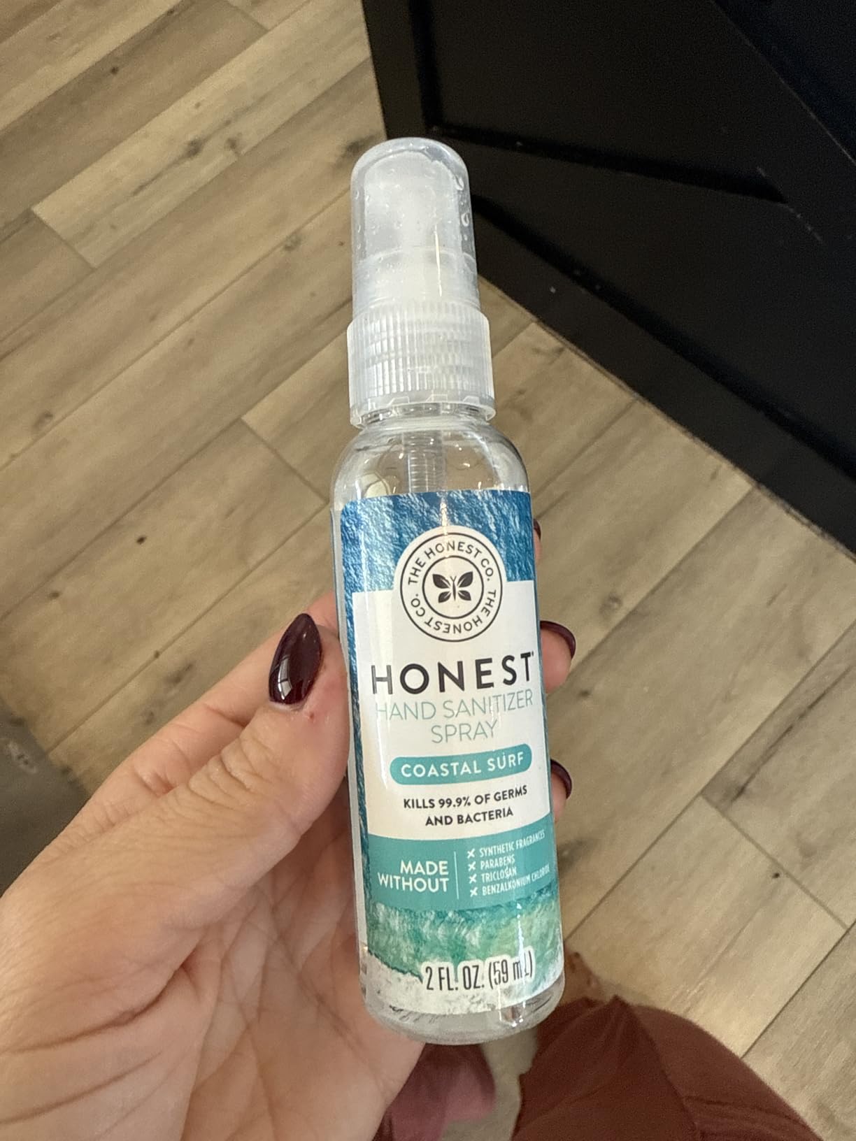 The Honest Company Plant-Based Hand Sanitizer Spray | Kills 99.9% of Germs | Hypoallergenic, Quick-drying + Moisturizing | Fragrance Free, 2 fl oz Customer Review The Honest Company Plant-Based Hand Sanitizer Spray | Kills 99.9% of Germs | Hypoallergenic, Quick-drying + Moisturizing | Fragrance Free, 2 fl oz - Customer Photo 1