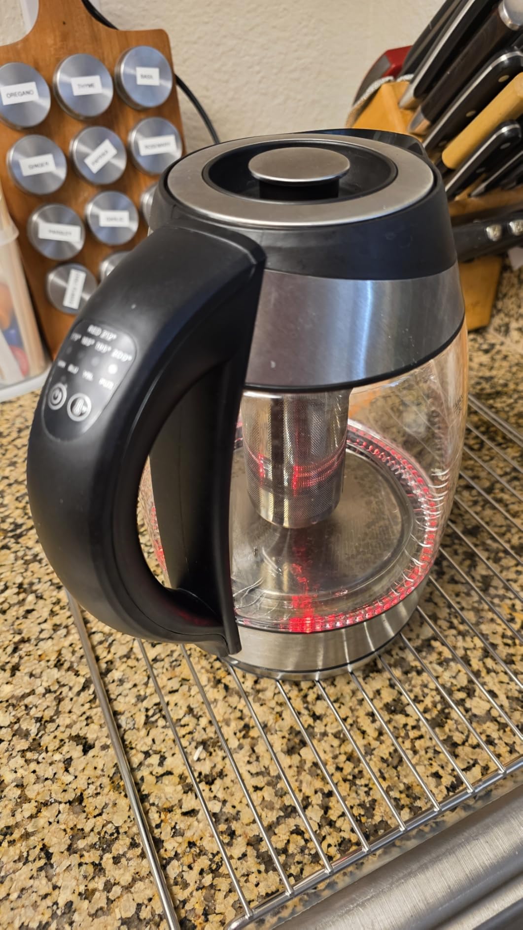 Chefman Electric Kettle with Temperature Control, 5 Presets LED Indicator Lights, Removable Tea Infuser, Glass Tea Kettle & Hot Water Boiler, 360° Swivel Base, BPA Free, Stainless Steel, 1.8 Liters Customer Review Chefman Electric Kettle with Temperature Control, 5 Presets LED Indicator Lights, Removable Tea Infuser, Glass Tea Kettle & Hot Water Boiler, 360° Swivel Base, BPA Free, Stainless Steel, 1.8 Liters - Customer Photo 2