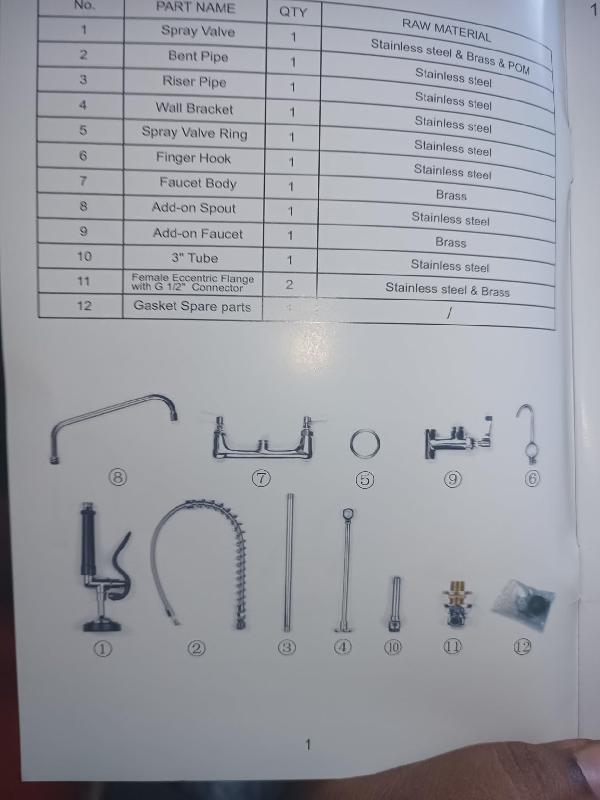 Commercial Faucet with Sprayer, 36 Commercial Faucet with Sprayer, 36