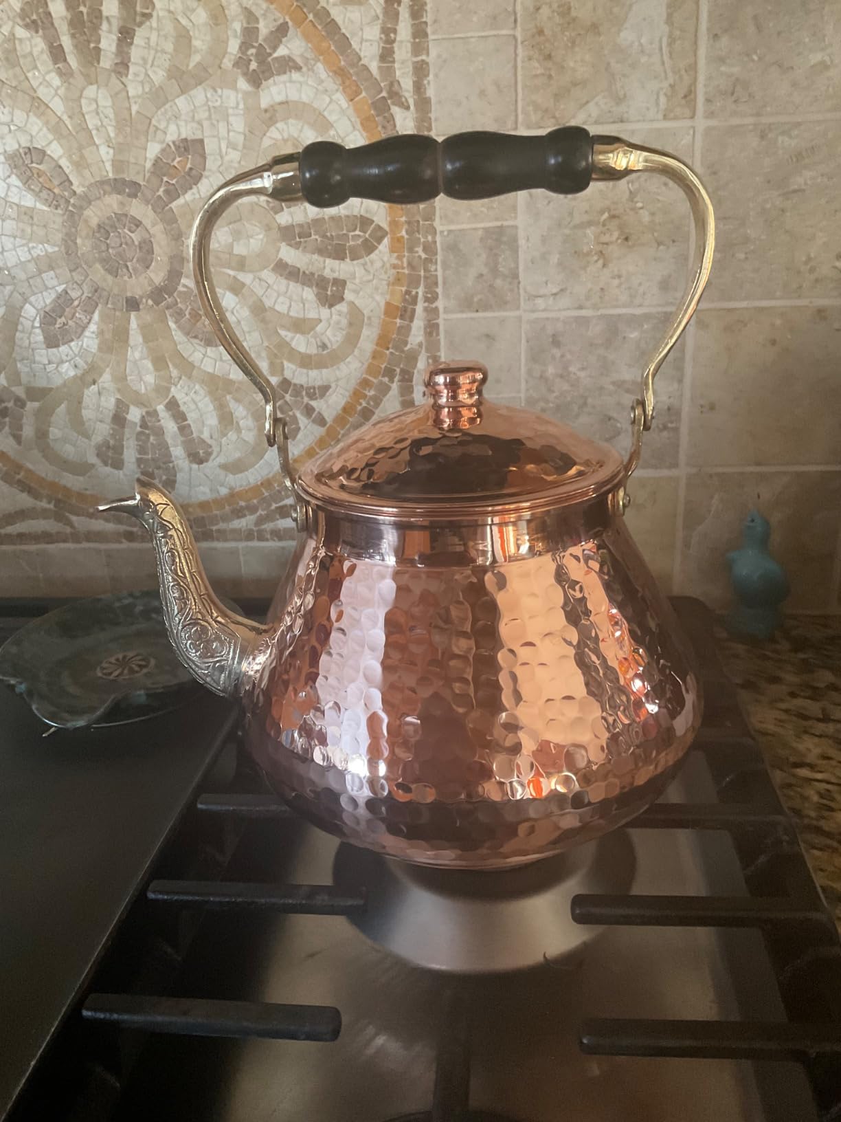 DEMMEX Large Copper Teapot, 1mm Thick, Hammered, Handcrafted in Turkey, 3 Quarts (2.8L) Customer Review DEMMEX Large Copper Teapot, 1mm Thick, Hammered, Handcrafted in Turkey, 3 Quarts (2.8L) - Customer Photo 1