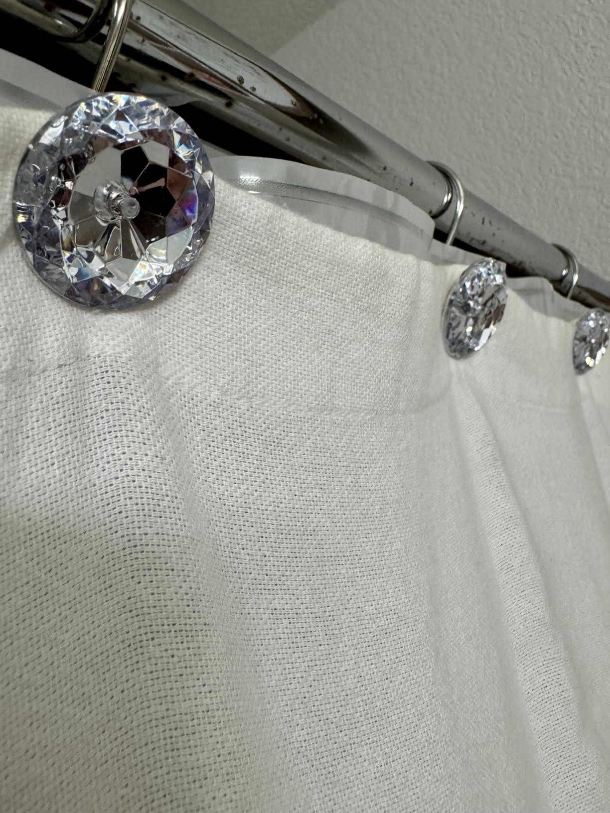 12PCS Shower Curtain Hooks Rings for Bathroom, Stainless Steel Rust Resistant Decorative Rhinestones Shower Curtain Rings Hangers for Shower Curtains, Clothing, Towels, etc. (Clear) Customer Review 12PCS Shower Curtain Hooks Rings for Bathroom, Stainless Steel Rust Resistant Decorative Rhinestones Shower Curtain Rings Hangers for Shower Curtains, Clothing, Towels, etc. (Clear) - Customer Photo 1