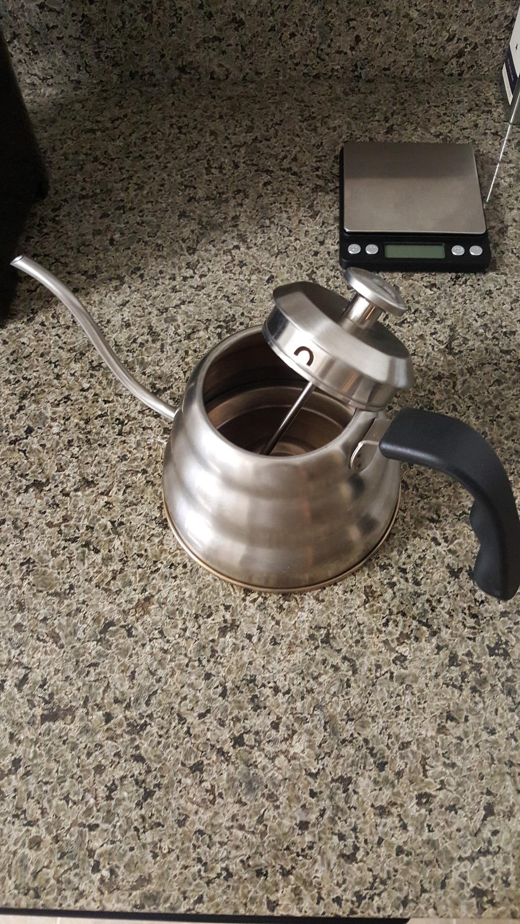Barista Warrior Pour Over Coffee Kettle with Thermometer – Gooseneck Kettle for Coffee and Tea, Stainless Steel for All Stovetops (Copper Coated, 1.0 Liter, 34 fl oz) Customer Review Barista Warrior Pour Over Coffee Kettle with Thermometer – Gooseneck Kettle for Coffee and Tea, Stainless Steel for All Stovetops (Copper Coated, 1.0 Liter, 34 fl oz) - Customer Photo 1