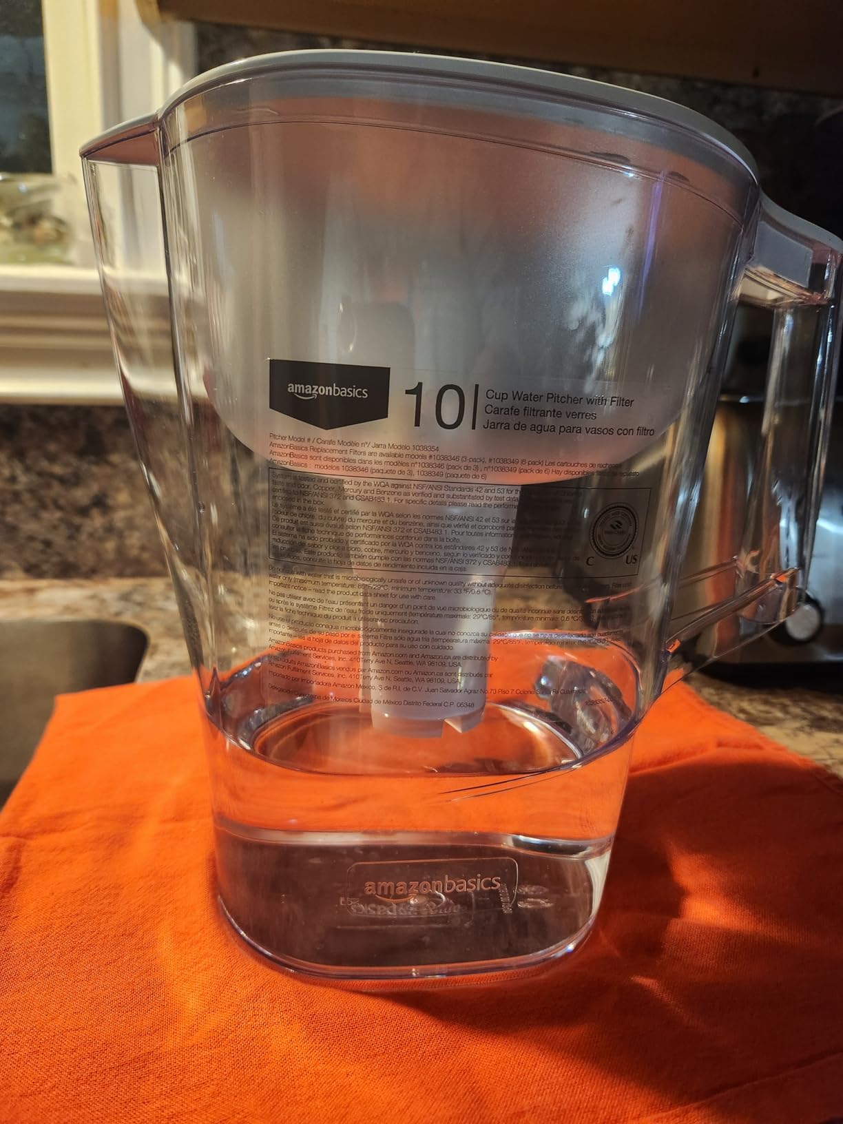 Amazon Basics 10-Cup Pitcher with Filter Compatible with Brita Water Filter Pitcher for Clean, Crisp Water, WQA and NSF Certified, Made in Europe Customer Review Amazon Basics 10-Cup Pitcher with Filter Compatible with Brita Water Filter Pitcher for Clean, Crisp Water, WQA and NSF Certified, Made in Europe - Customer Photo 2