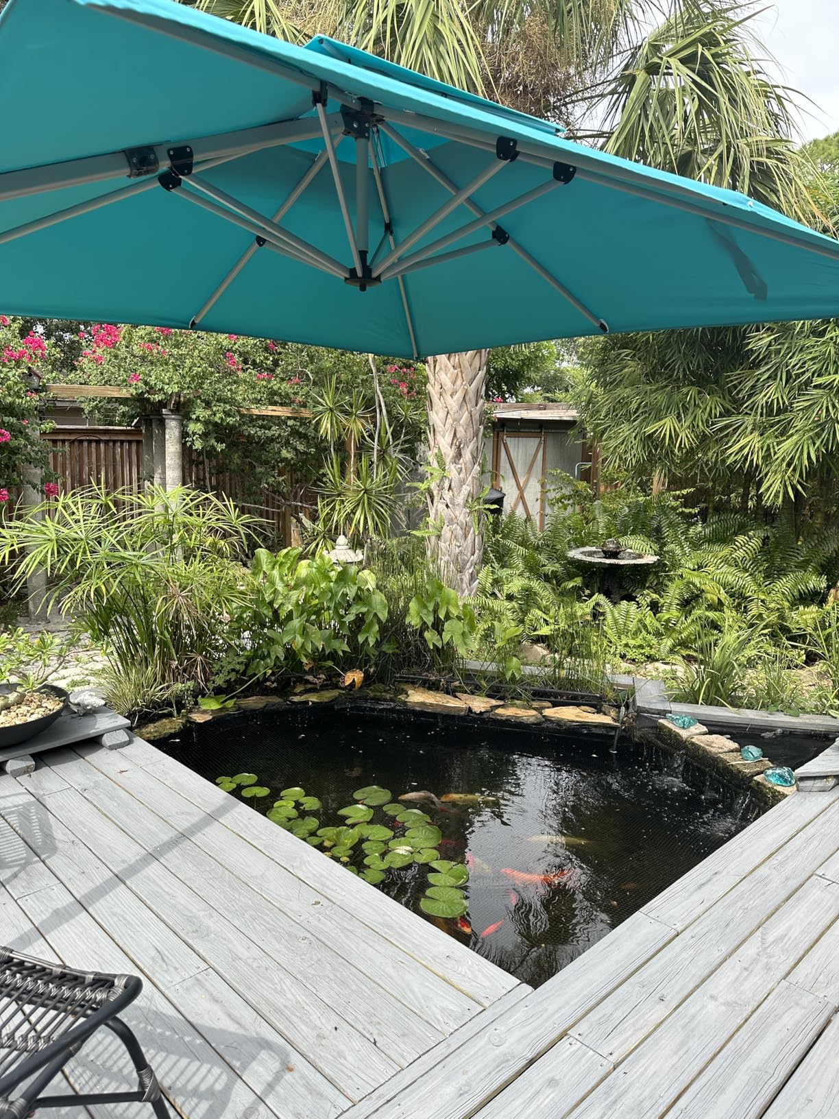 PURPLE LEAF 12 Feet Double Top Deluxe Square Patio Umbrella Offset Hanging Umbrella Cantilever Outdoor Market Garden Umbrella, Navy Blue - Customer Photo 2