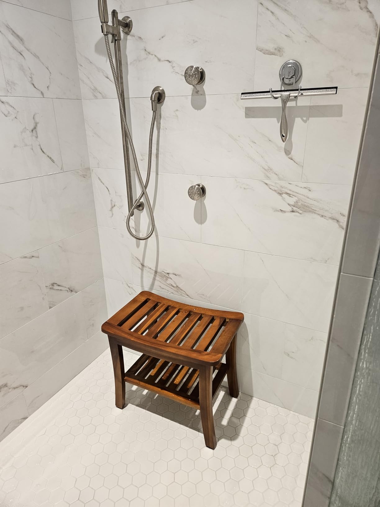 Teak Shower Bench 21 Inch, Fully Assembled Wood Bath Stool for Shower & Spa, The Hermod Customer Review Teak Shower Bench 21 Inch, Fully Assembled Wood Bath Stool for Shower & Spa, The Hermod - Customer Photo 1