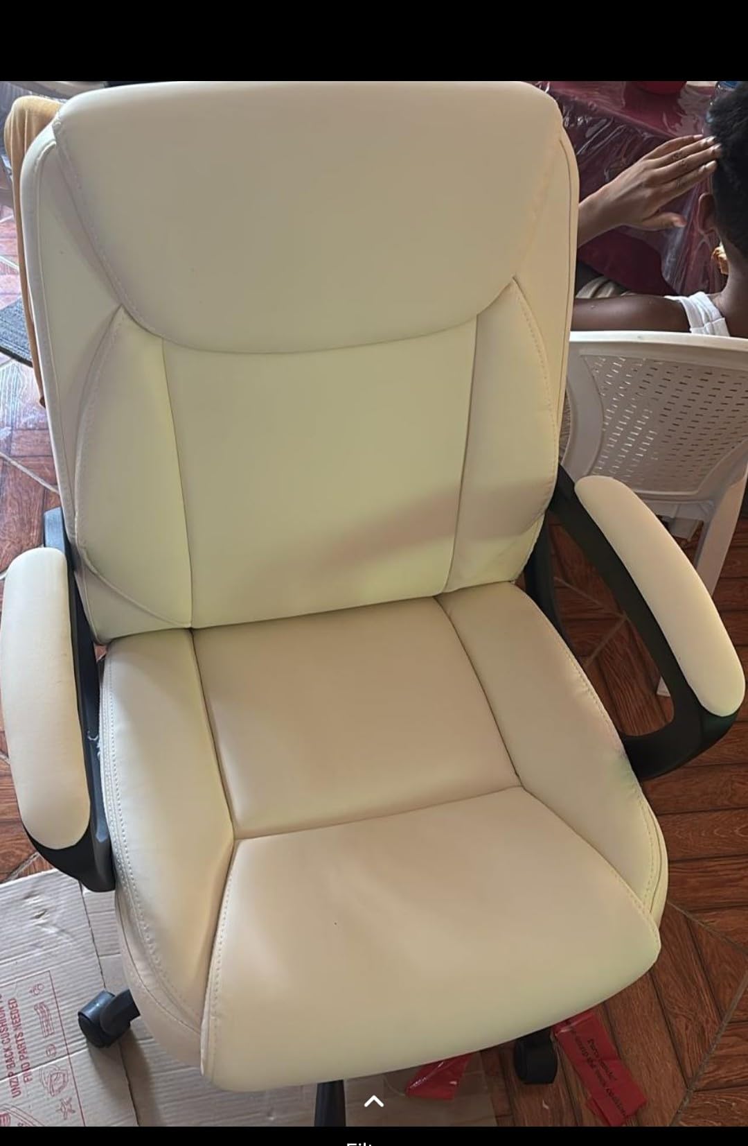 Amazon Basics Classic Puresoft PU Padded Mid-Back Height Adjustable Office Computer Desk Chair with Armrest Customer Review Amazon Basics Classic Puresoft PU Padded Mid-Back Height Adjustable Office Computer Desk Chair with Armrest - Customer Photo 1