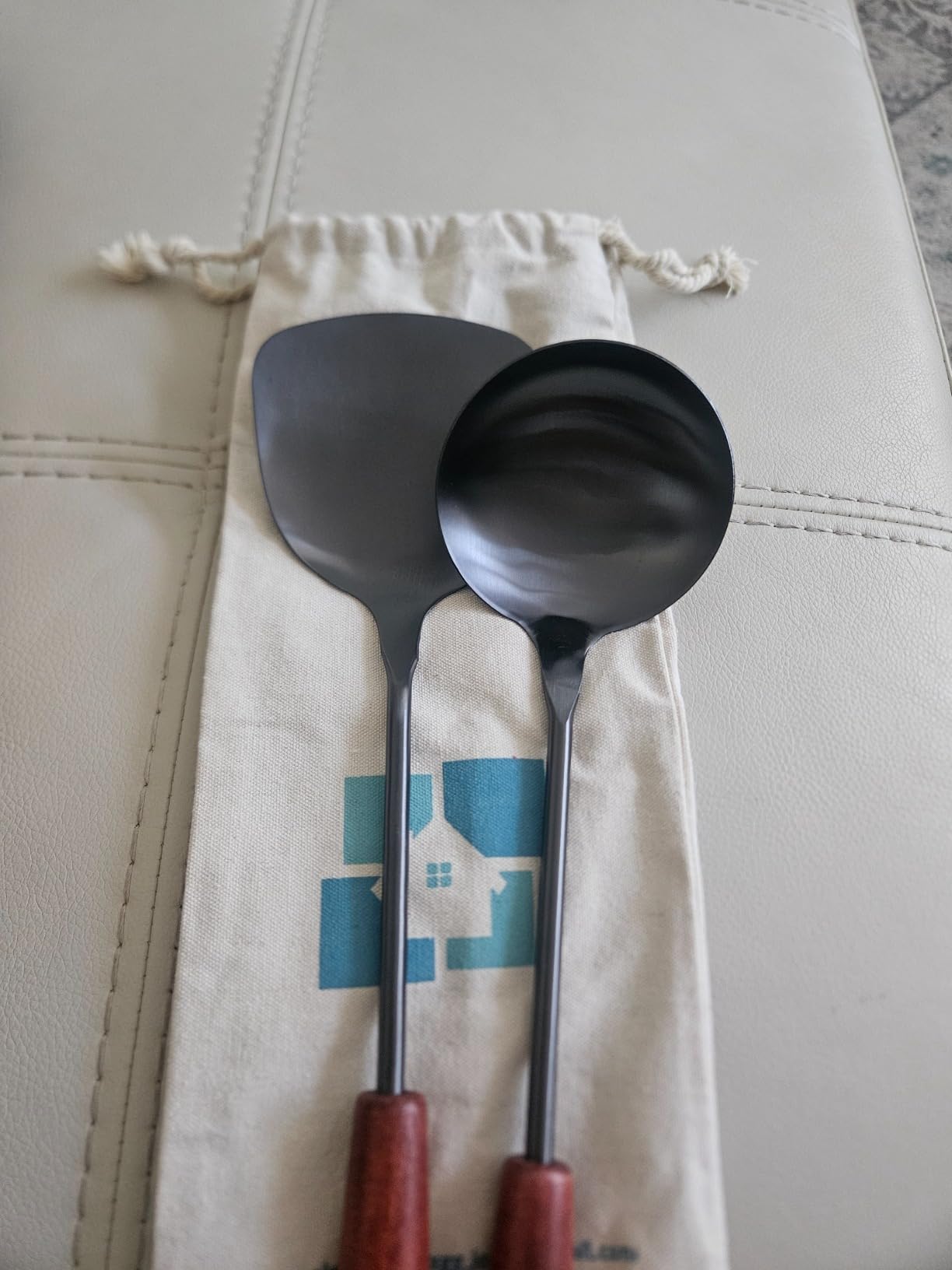 FJNATINH Spatula & Ladle Wok Tool Set, 14.2-15 inches Wok Utensils, Stainless Steel Wok Spatula Customer Review FJNATINH Spatula & Ladle Wok Tool Set, 14.2-15 inches Wok Utensils, Stainless Steel Wok Spatula - Customer Photo 1