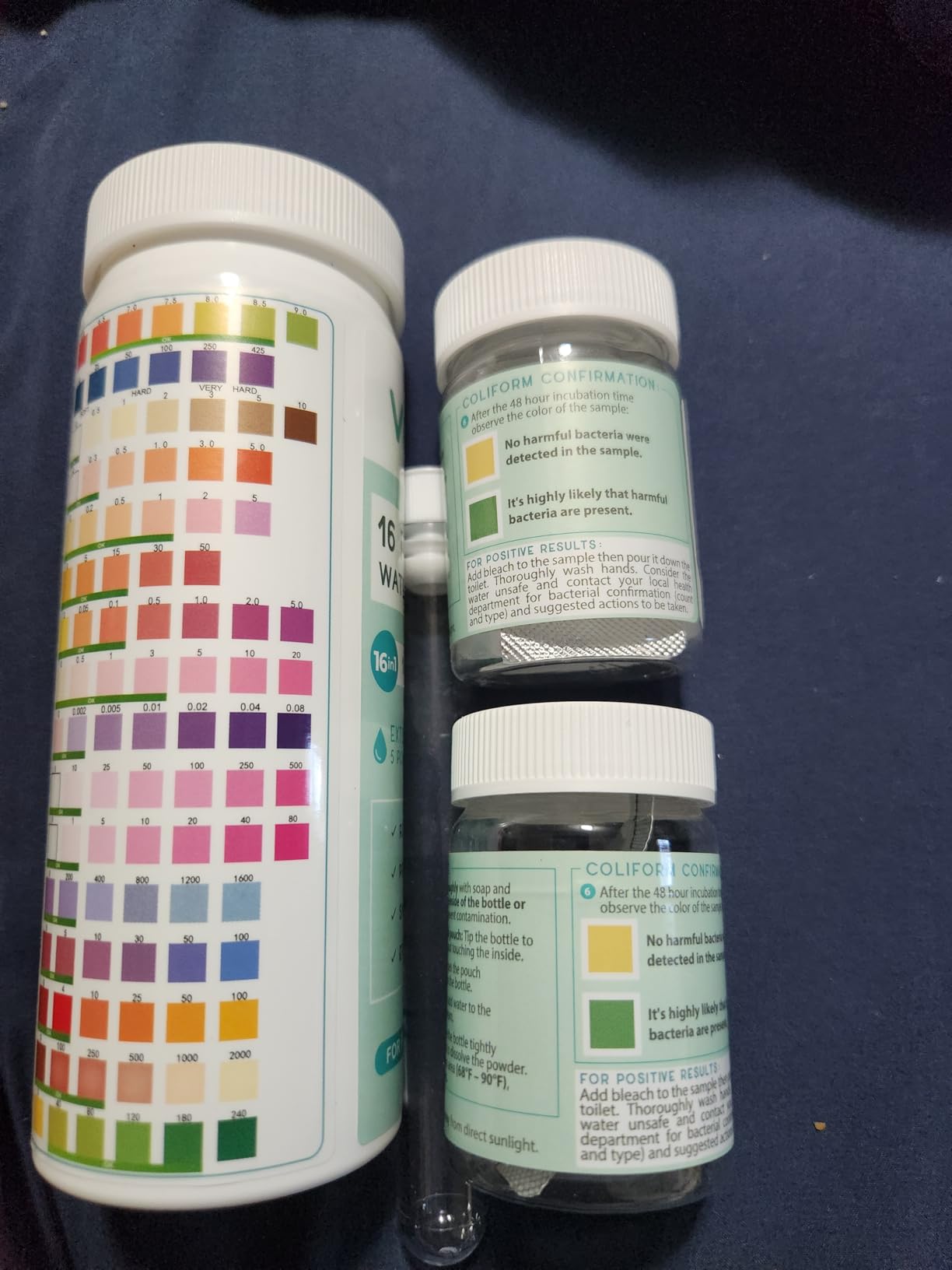 Varify 17in1 Complete Drinking Water Test Kit - 100 Strips + 2 Bacteria Tester Kits - Well, Tap, Home, City Water Testing Strip for Lead, Alkaline, Chlorine, Hardness, Iron, Fluoride, Copper & More Customer Review Varify 17in1 Complete Drinking Water Test Kit - 100 Strips + 2 Bacteria Tester Kits - Well, Tap, Home, City Water Testing Strip for Lead, Alkaline, Chlorine, Hardness, Iron, Fluoride, Copper & More - Customer Photo 1