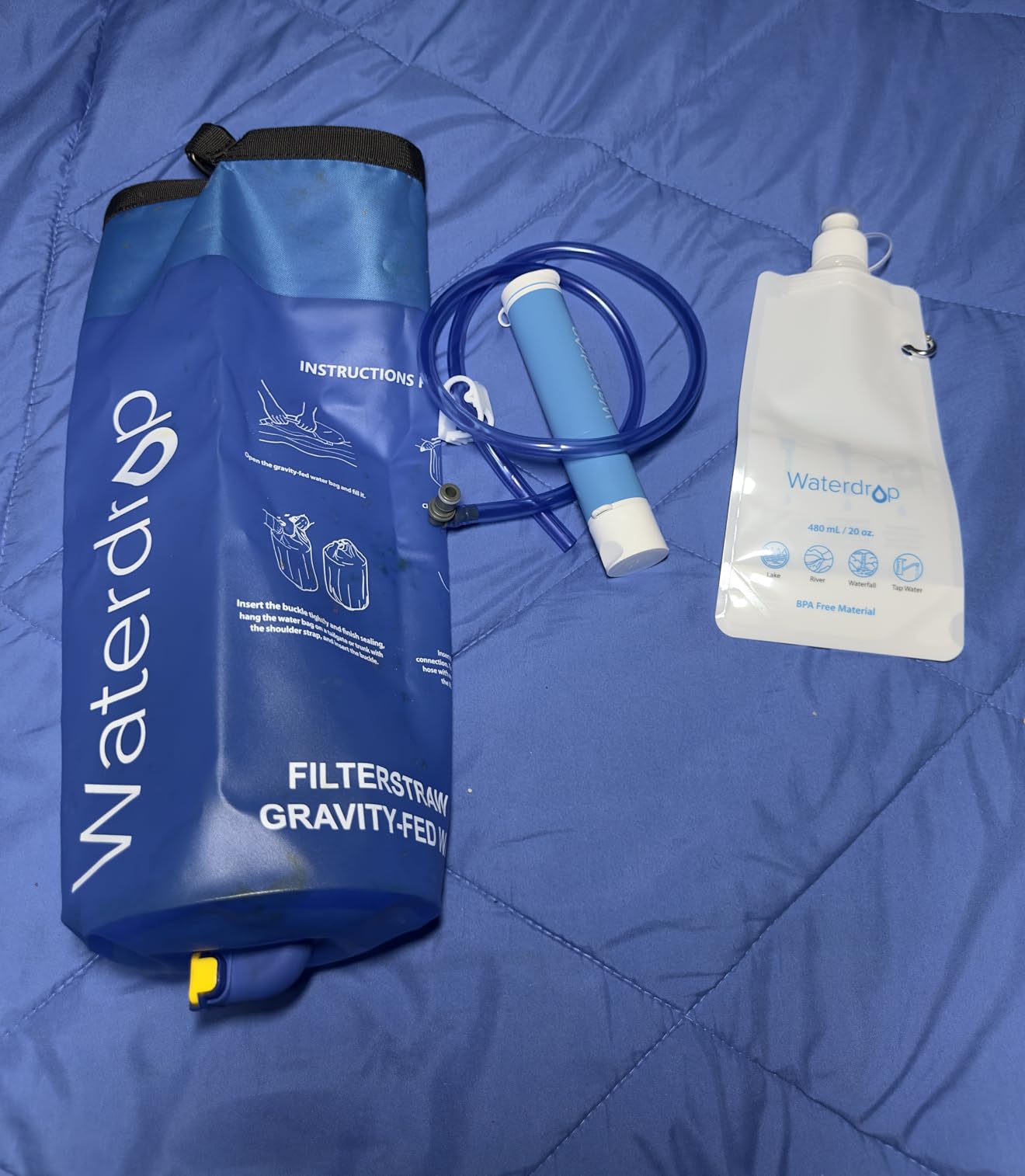 Waterdrop Gravity Water Filter Straw, Camping Water Filtration System, Water Purifier Survival for Travel - Customer Photo 2