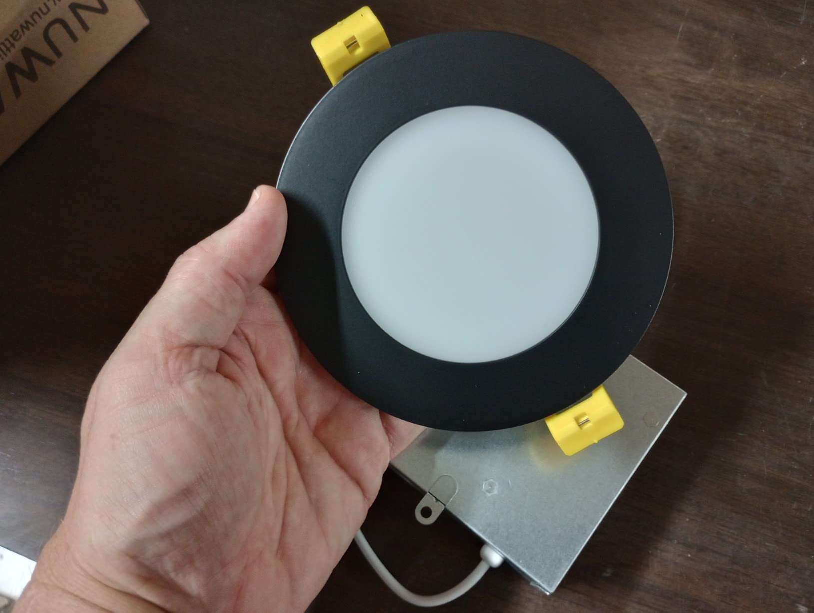NUWATT 12 Pack, 4 Inch Recessed Lighting LED, Selectable CCT 2700K/3000K/3500K/4000K/5000K, 630LM, 9W, IC Rated, Dimmable, Canless Lights with Junction Box, ETL and Energy Star Certified, Black Trim Customer Review NUWATT 12 Pack, 4 Inch Recessed Lighting LED, Selectable CCT 2700K/3000K/3500K/4000K/5000K, 630LM, 9W, IC Rated, Dimmable, Canless Lights with Junction Box, ETL and Energy Star Certified, Black Trim - Customer Photo 1