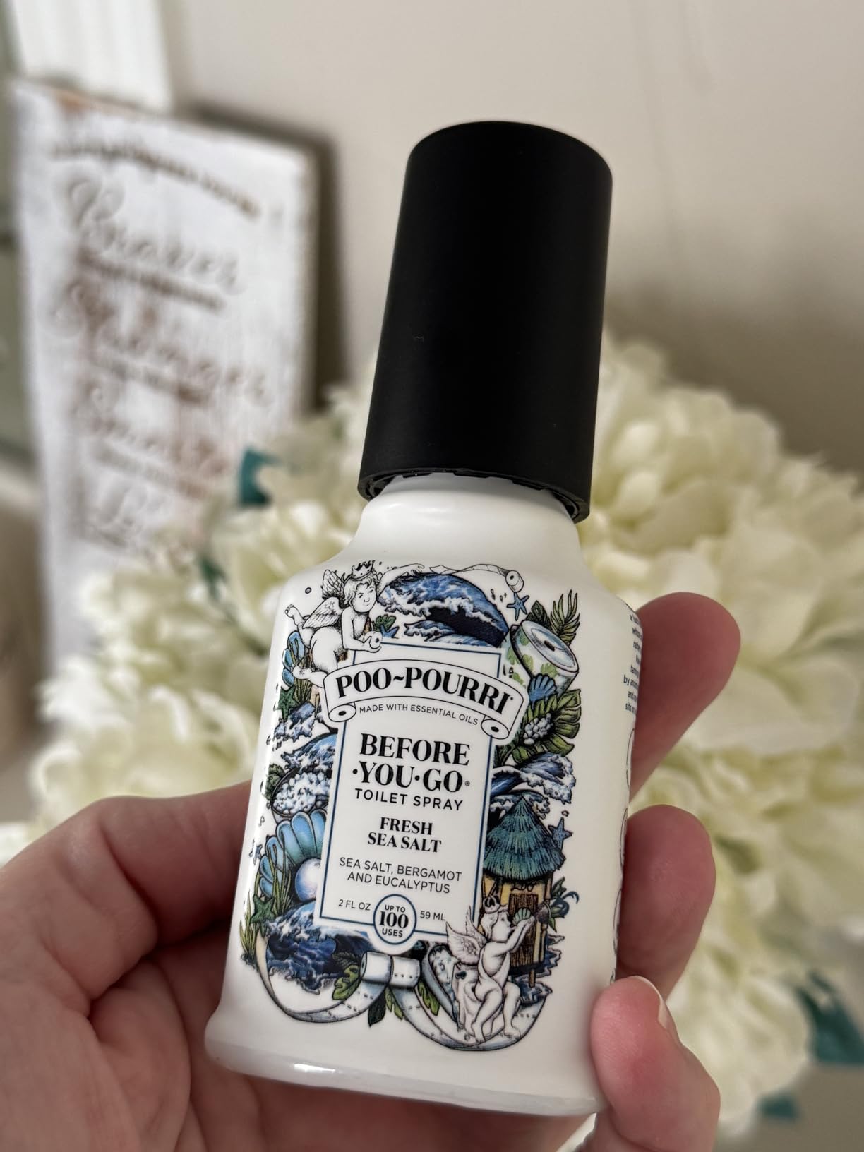 Poo-Pourri Before-You-Go Toilet Spray, Fresh Sea Salt, 2 Fl Oz, Up to 100 Uses, Bathroom Odor Deodorizer with Essential Oils for Home or Work, Travel Essentials, TSA Approved Size, Sea Salt Bergamot Customer Review Poo-Pourri Before-You-Go Toilet Spray, Fresh Sea Salt, 2 Fl Oz, Up to 100 Uses, Bathroom Odor Deodorizer with Essential Oils for Home or Work, Travel Essentials, TSA Approved Size, Sea Salt Bergamot - Customer Photo 1