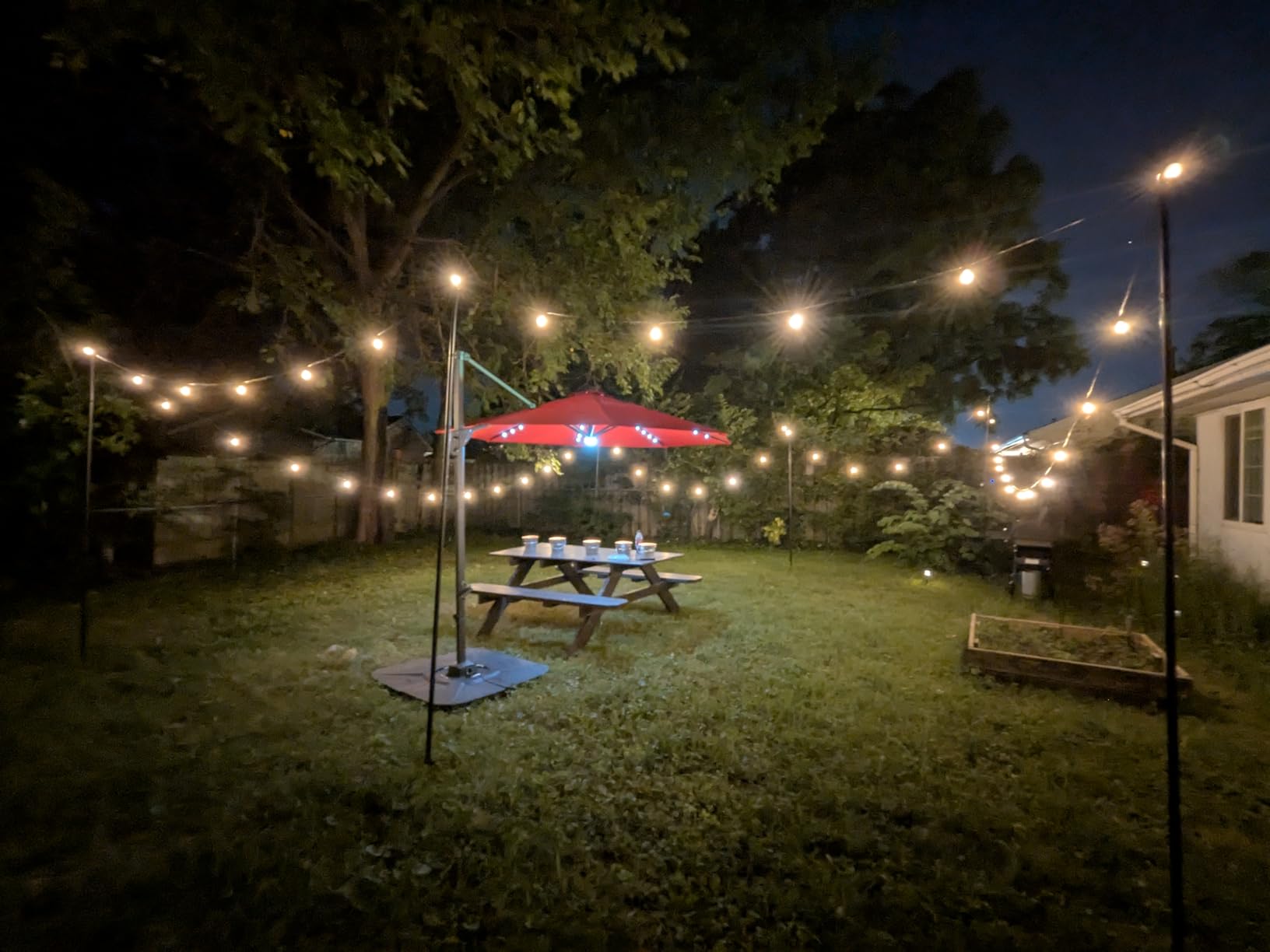 Best Choice Products 10ft Solar LED Cantilever Patio Umbrella, 360-Degree Rotation Hanging Offset Market Outdoor Sun Shade for Backyard, Deck, Poolside w/Lights, Easy Tilt, Cross Base - Customer Photo 1