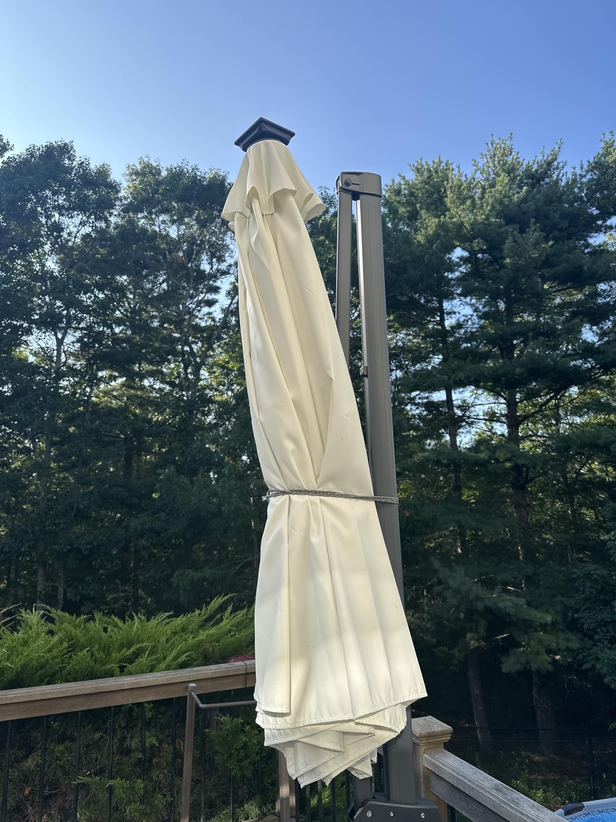 Best Choice Products 10ft Solar LED Cantilever Patio Umbrella, 360-Degree Rotation Hanging Offset Market Outdoor Sun Shade for Backyard, Deck, Poolside w/Lights, Easy Tilt, Cross Base - Customer Photo 2