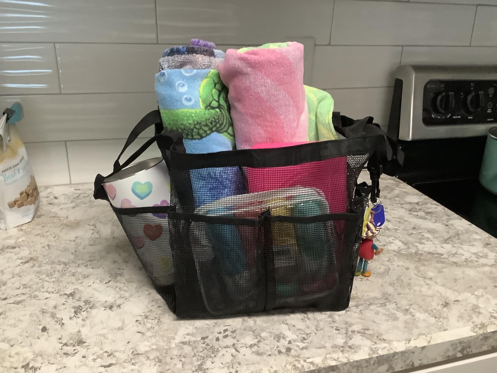 Temede Mesh Shower Caddy Tote, Large Shower Caddy Basket Portable, Quick Dry Hanging Toiletry Bag, 8 Storage Pocket Handle Bath Organizer for College Dorm, Gym, Camp, Travel Customer Review Temede Mesh Shower Caddy Tote, Large Shower Caddy Basket Portable, Quick Dry Hanging Toiletry Bag, 8 Storage Pocket Handle Bath Organizer for College Dorm, Gym, Camp, Travel - Customer Photo 1