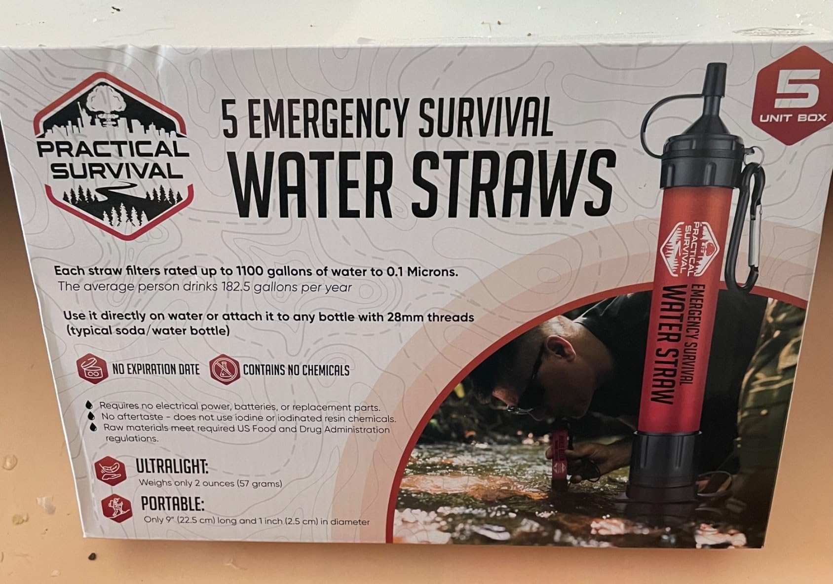 5 High-Capacity Emergency Water Straws – Lightweight, Reusable, 1800-gallon Filters for Camping, Hiking, Travel, Biking, Survival, and Emergencies. No Expiration Date, Perfect for preparedness Customer Review 5 High-Capacity Emergency Water Straws – Lightweight, Reusable, 1800-gallon Filters for Camping, Hiking, Travel, Biking, Survival, and Emergencies. No Expiration Date, Perfect for preparedness - Customer Photo 1