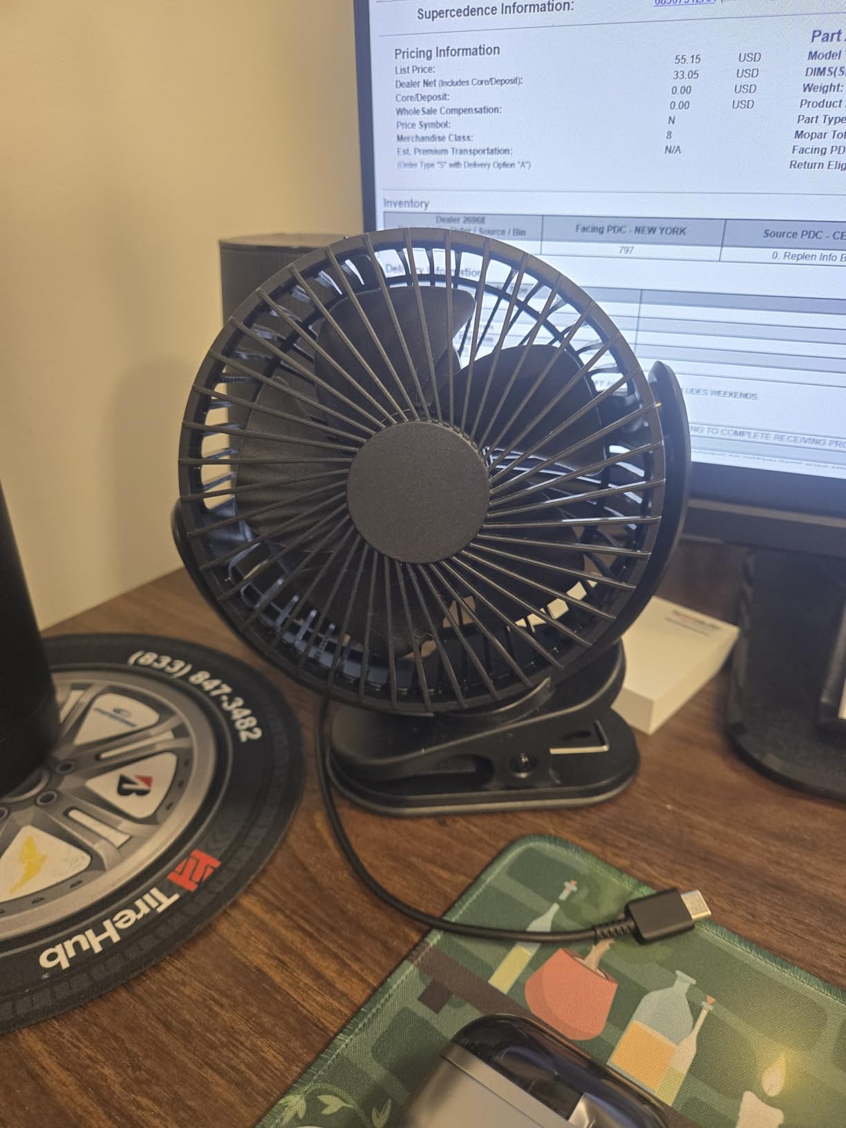 USB Personal Clip on Fan 5000mAh Battery Operated 6in, Type C, 3 Speed, 720° adjustment, Small Portable Fan for Table, Bedroom, Desk, dormitory, Camping, Stroller, Golf Cart Customer Review USB Personal Clip on Fan 5000mAh Battery Operated 6in, Type C, 3 Speed, 720° adjustment, Small Portable Fan for Table, Bedroom, Desk, dormitory, Camping, Stroller, Golf Cart - Customer Photo 1