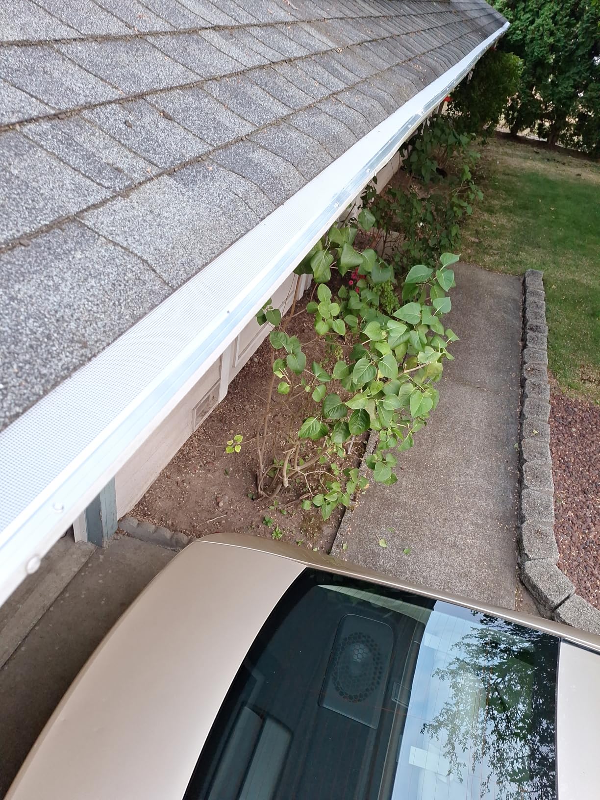 Flehomo Gutter Guard, 5 Inch Stainless Steel Micro Mesh Gutter Covers, Pine Needle & Leaf Filter Protection Fits for Any Roof, 15 Pack 48Ft Kit, White Customer Review Flehomo Gutter Guard, 5 Inch Stainless Steel Micro Mesh Gutter Covers, Pine Needle & Leaf Filter Protection Fits for Any Roof, 15 Pack 48Ft Kit, White - Customer Photo 1