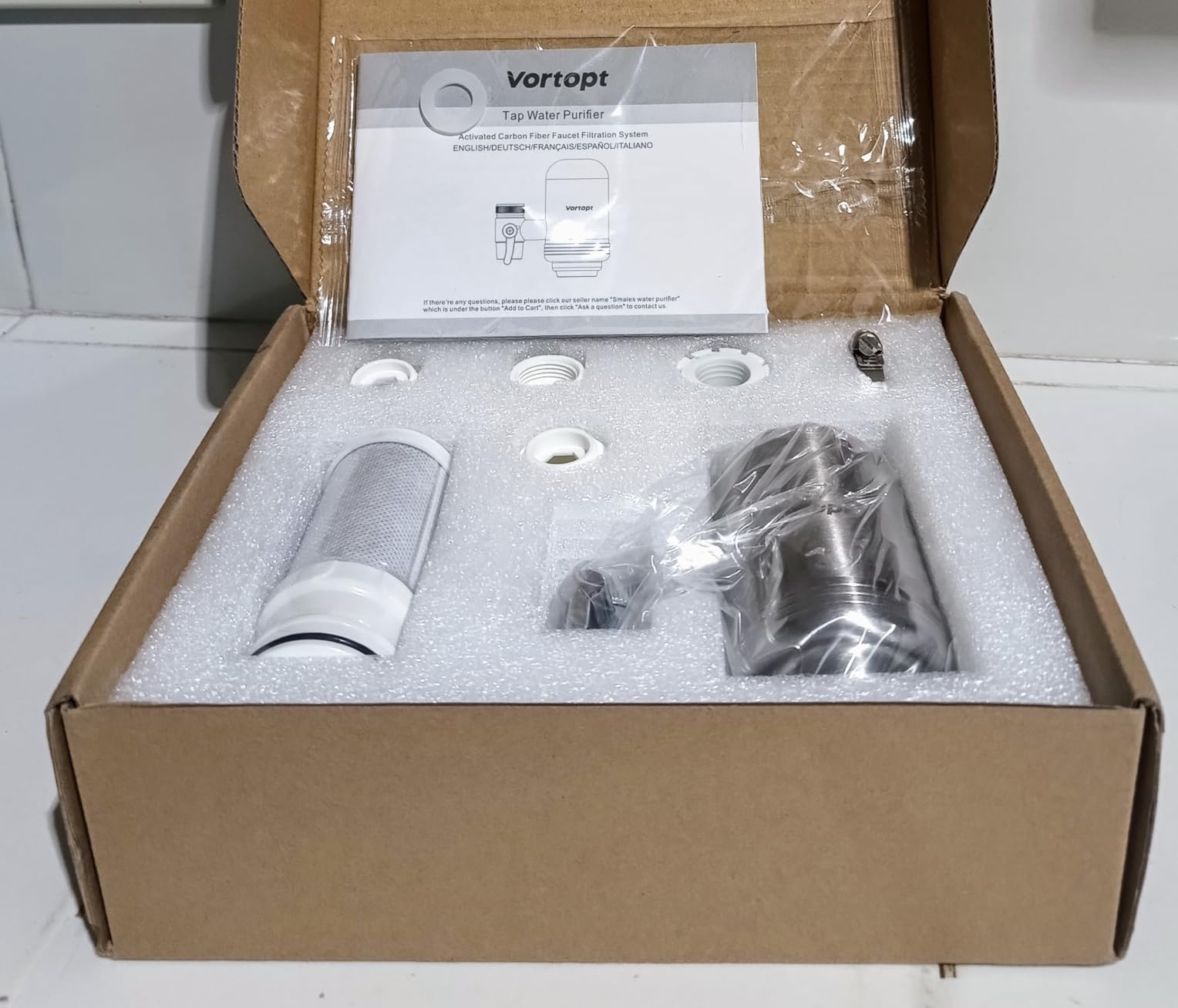 Faucet Water Filter for Sink, Rapid Flow - 400 Gallons Faucet Mount Water Filtration System for Tap Water, NSF Certified Reduces Chlorine & Bad Taste with 1 Replacement (White-T1-1Filter) Customer Review Faucet Water Filter for Sink, Rapid Flow - 400 Gallons Faucet Mount Water Filtration System for Tap Water, NSF Certified Reduces Chlorine & Bad Taste with 1 Replacement (White-T1-1Filter) - Customer Photo 2