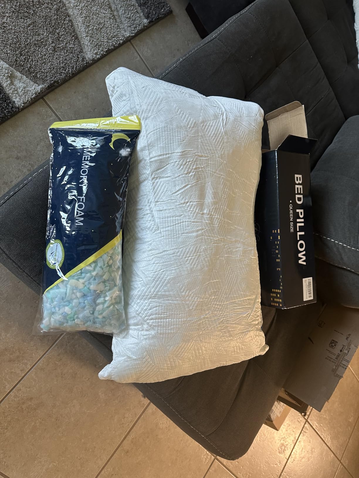 BETU Cooling Pillow Queen Size, Shredded Memory Foam Cool Pillow for Hot Sleepers, Adjustable Firm Soft Support Bed Pillows Perfect for Back Neck Pain and Side Sleeping with Pillow Case Cover, White Customer Review BETU Cooling Pillow Queen Size, Shredded Memory Foam Cool Pillow for Hot Sleepers, Adjustable Firm Soft Support Bed Pillows Perfect for Back Neck Pain and Side Sleeping with Pillow Case Cover, White - Customer Photo 2