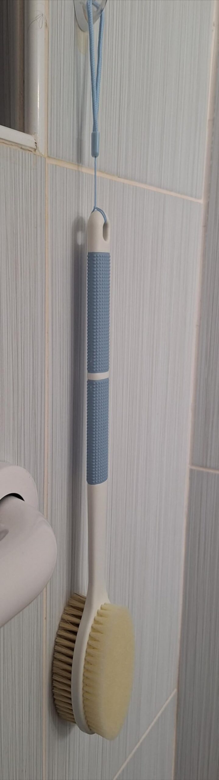 Back Scrubber Anti Slip for Shower,Shower Brush Long Handle with Stiff and Soft Bristles,Body Exfoliator for Bath or Dry Brush(Blue) Customer Review Back Scrubber Anti Slip for Shower,Shower Brush Long Handle with Stiff and Soft Bristles,Body Exfoliator for Bath or Dry Brush(Blue) - Customer Photo 1