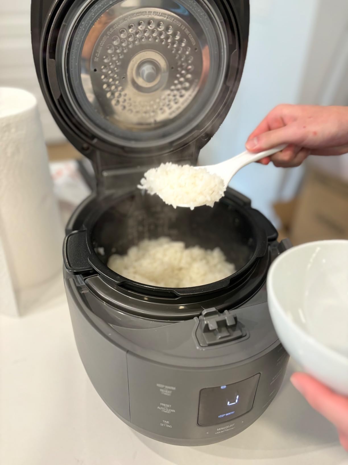 CUCKOO CRP-ST0609FW 6-Cup (Uncooked) / 12-Cup (Cooked) Twin Pressure Rice Cooker & Warmer with Nonstick Inner Pot, 16 Menu Options, 3 Voice Guide, Auto Clean (White) Customer Review CUCKOO CRP-ST0609FW 6-Cup (Uncooked) / 12-Cup (Cooked) Twin Pressure Rice Cooker & Warmer with Nonstick Inner Pot, 16 Menu Options, 3 Voice Guide, Auto Clean (White) - Customer Photo 2