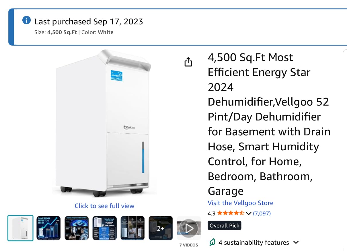 1,500 Sq.Ft Energy Star Dehumidifier for Basement with Drain Hose, 22 Pint 2019 DOE DryTank Series Dehumidifiers for Large Room, Suit for Garden Hose, Intelligent Humidity Control, 24H Timer - Customer Photo 1