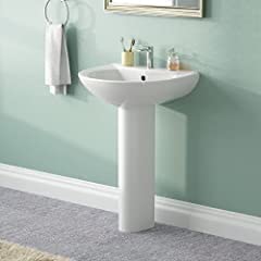 DeerValley DV-1P523 Compact White Ceramic Pedestal Sink, 20 DeerValley DV-1P523 Compact White Ceramic Pedestal Sink, 20