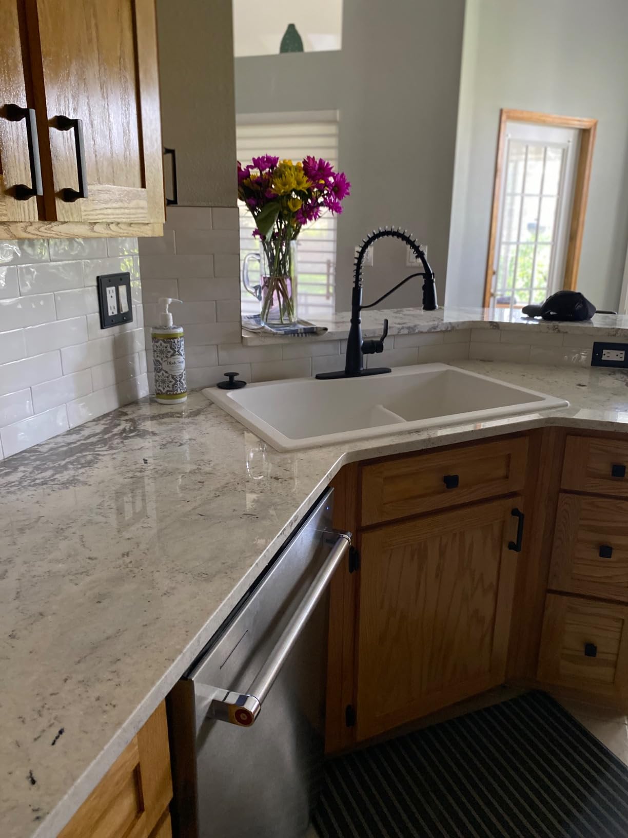 Moen Nolia Bronzed Gold One-Handle Single Hole Spring Kitchen Faucet with Pull Down Sprayer and Soap Dispenser, 87886BZG - Customer Photo 3