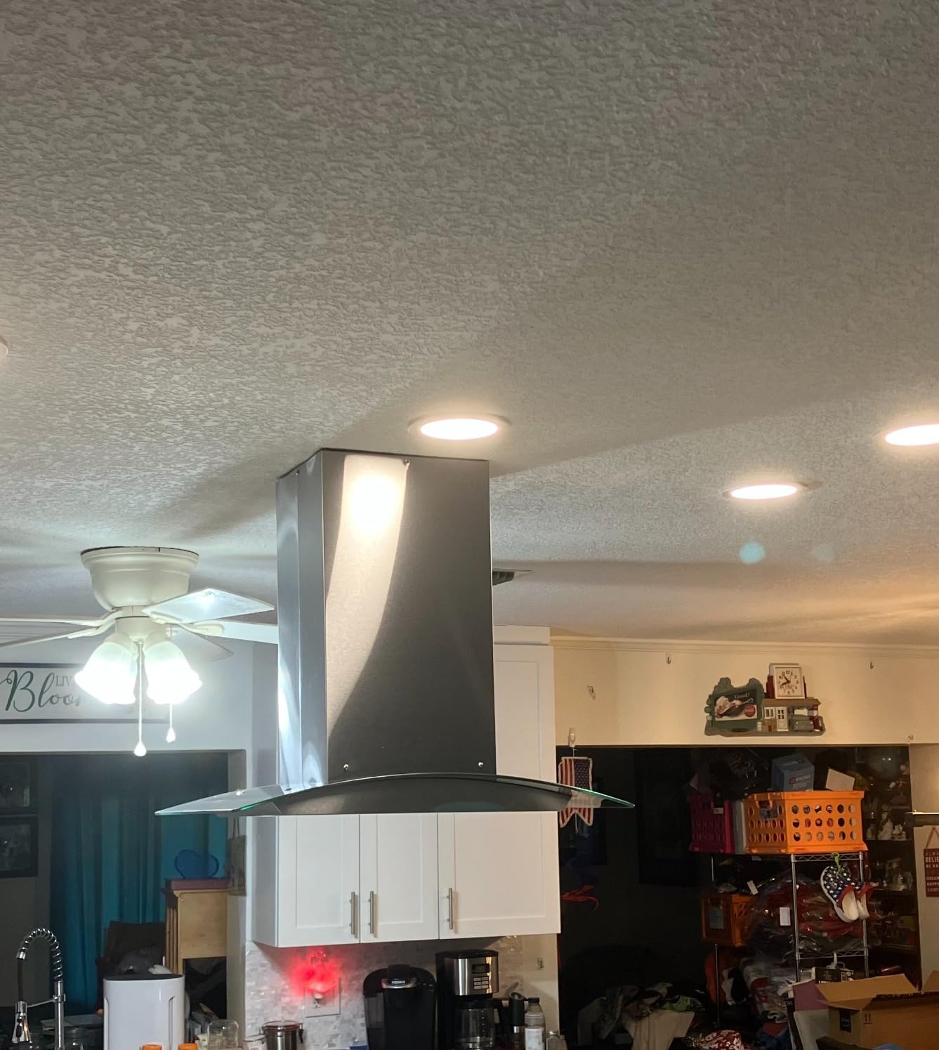 30 inch Island Range Hood Stainless Steel 700 CFM Push Button Control Kitchen Exhaust Ventilation Fan with 5-layer Mesh Filters, Large Airflow Capacity Ceiling Mount Vent Hood - Customer Photo 1
