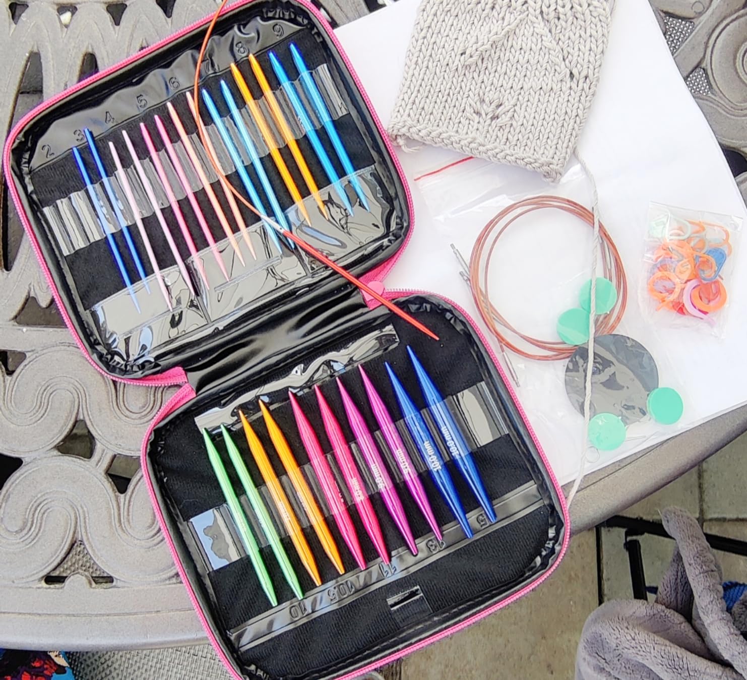 Weabetfu 60pcs Interchangeable Circular Knitting Needles Set with Case 13 Pairs of Aluminum Circular Knitting Needle for Handmade DIY Knitting with Knitting Accessories,(2.75mm-10mm) Customer Review Weabetfu 60pcs Interchangeable Circular Knitting Needles Set with Case 13 Pairs of Aluminum Circular Knitting Needle for Handmade DIY Knitting with Knitting Accessories,(2.75mm-10mm) - Customer Photo 1