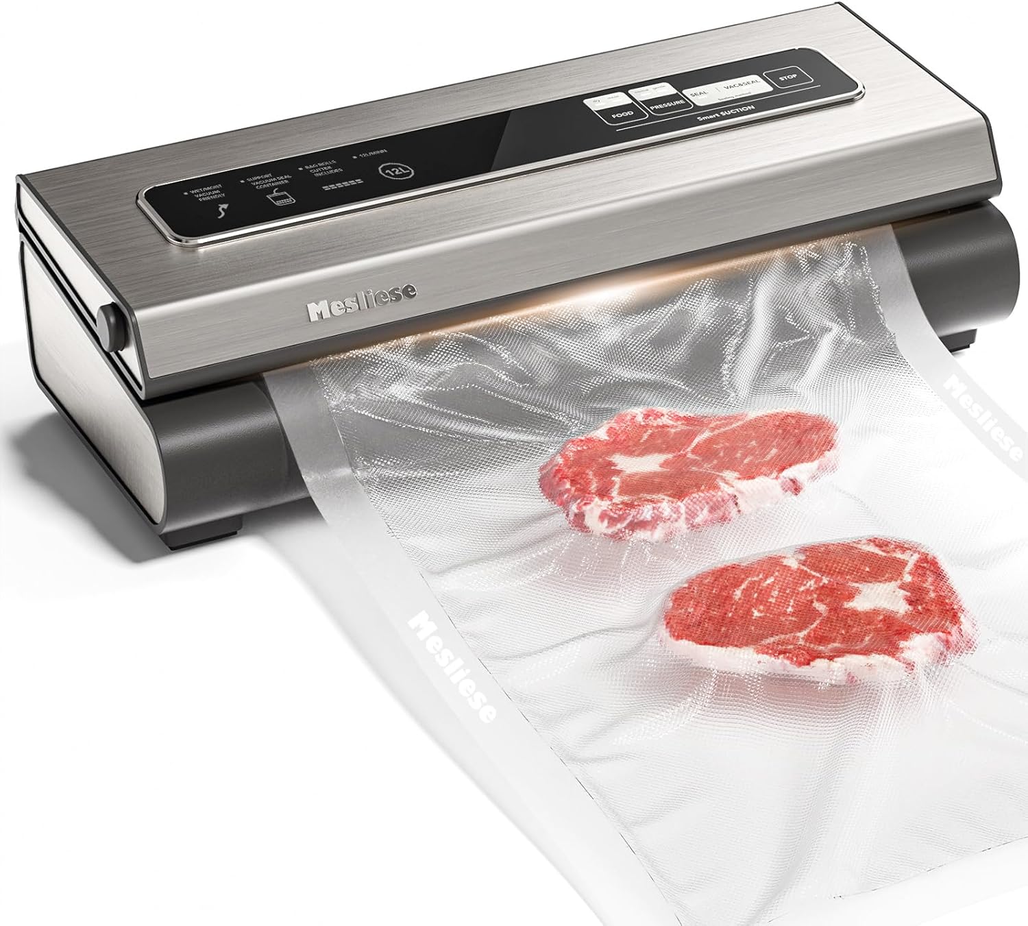 Mesliese Vacuum Sealer Machine Powerful 90Kpa Precision 6-in-1 Compact Food Preservation System with Cutter, 2 Bag Rolls & 5 Pre-cut Bags, Widened 12mm Sealing Strip, Dry&Moist Modes (Silver) Customer Review Mesliese Vacuum Sealer Machine Powerful 90Kpa Precision 6-in-1 Compact Food Preservation System with Cutter, 2 Bag Rolls & 5 Pre-cut Bags, Widened 12mm Sealing Strip, Dry&Moist Modes (Silver) - Customer Photo 1