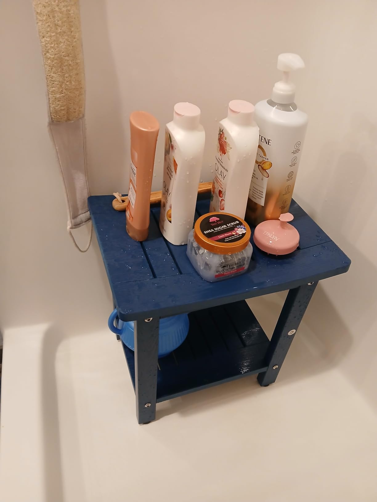 LUE BONA HDPS Shower Bench Seat, Shower Stool for Inside Shower Waterproof, Bath Spa Shower Foot Stool for Shaving Legs with Storage Shelf, Weather Resistant/Non-Slip/Indoor or Outdoor Use, Gray Customer Review LUE BONA HDPS Shower Bench Seat, Shower Stool for Inside Shower Waterproof, Bath Spa Shower Foot Stool for Shaving Legs with Storage Shelf, Weather Resistant/Non-Slip/Indoor or Outdoor Use, Gray - Customer Photo 2
