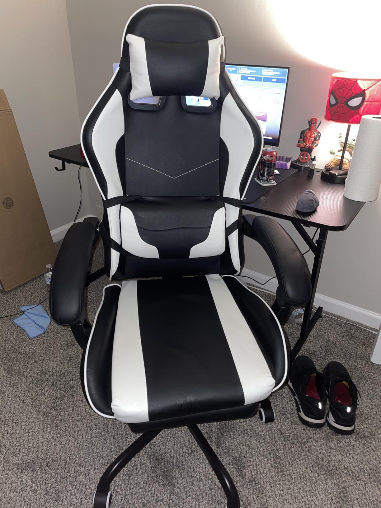 Homall Gaming Chair, Video Game Chair with Footrest and Massage Lumbar Support, Ergonomic Computer Chair Height Adjustable with Swivel Seat and Headrest (White) - Customer Photo 1