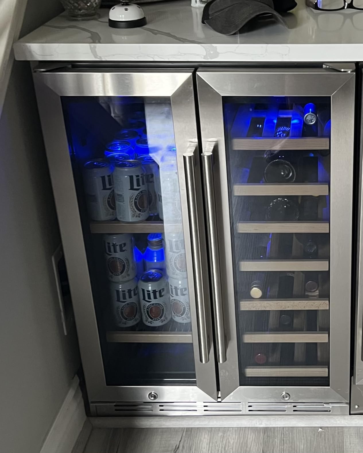 Wine and Beverage Refrigerator, 24 Inch Beverage Cooler Dual Zone with Glass Door, Built-in/Freestanding Beverage Fridge with Upgraded 20 Bottles and 60 Cans Large Capacity - Customer Photo 1