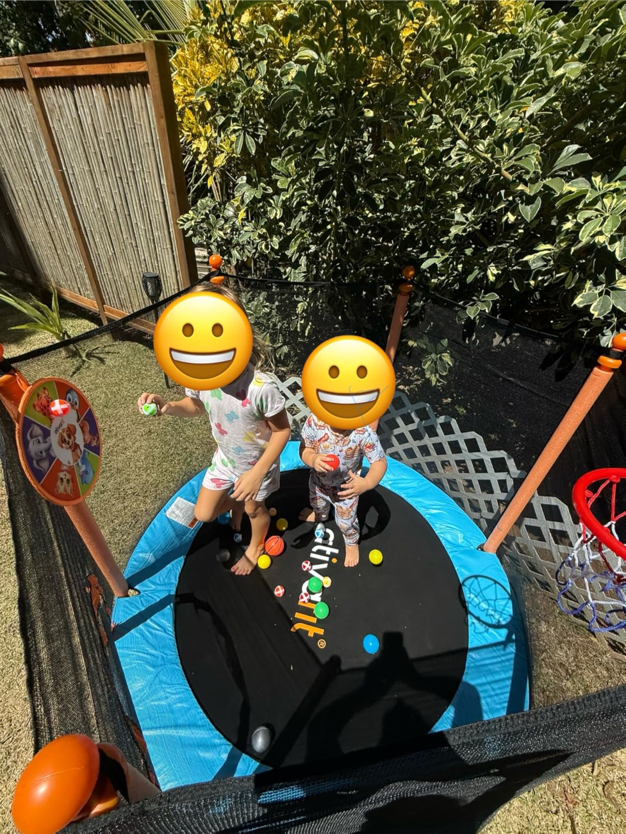 Ativafit 60'' Rebounder Trampoline Indoor Outdoor for Kids Ages 1-8, 5 FT Recreational Toddler Trampoline with Safety Enclosure Net Gifts with Basketball Hoop Dartboard Ocean Bal Customer Review Ativafit 60'' Rebounder Trampoline Indoor Outdoor for Kids Ages 1-8, 5 FT Recreational Toddler Trampoline with Safety Enclosure Net Gifts with Basketball Hoop Dartboard Ocean Bal - Customer Photo 1