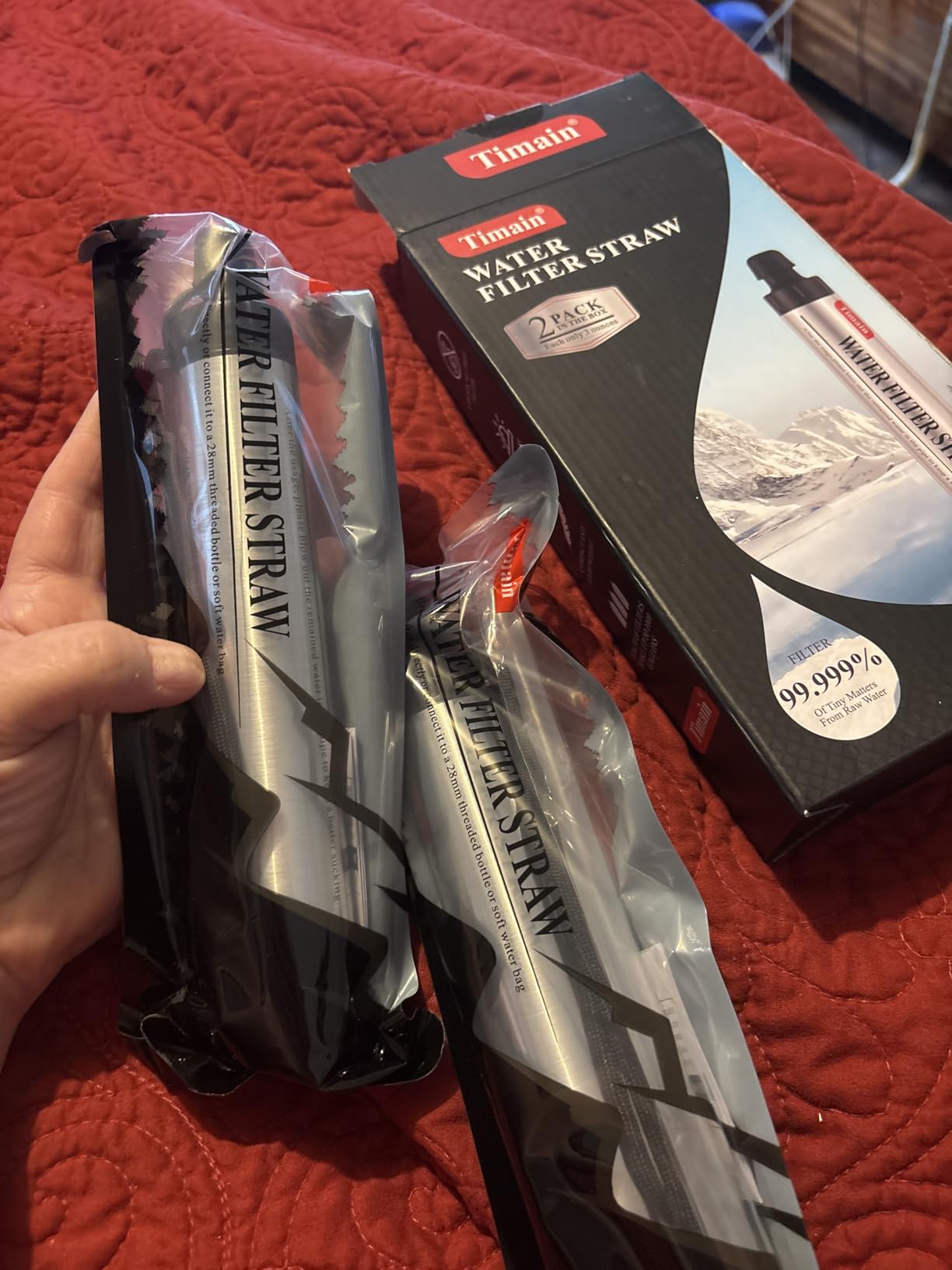 2 Pack Timain 4-Stage Filtration,High Flow Rate Water Filter Straw,Water Purifier Survival for Emergency Kits,Travel,Camping, Hiking,Fishing,Hunting (2) Customer Review 2 Pack Timain 4-Stage Filtration,High Flow Rate Water Filter Straw,Water Purifier Survival for Emergency Kits,Travel,Camping, Hiking,Fishing,Hunting (2) - Customer Photo 1