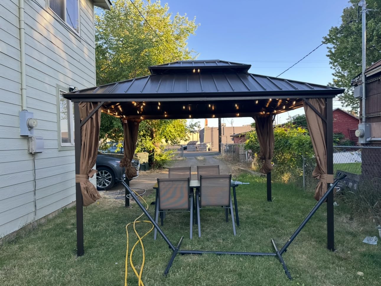 EROMMY 10' x 12' Hardtop Gazebo, Aluminum Frame Gazebos with Galvanized Steel Double Roof, Permanent Outdoor Metal Pavilion with Curtain and Netting for Patio, Lawn, Deck Customer Review EROMMY 10' x 12' Hardtop Gazebo, Aluminum Frame Gazebos with Galvanized Steel Double Roof, Permanent Outdoor Metal Pavilion with Curtain and Netting for Patio, Lawn, Deck - Customer Photo 1