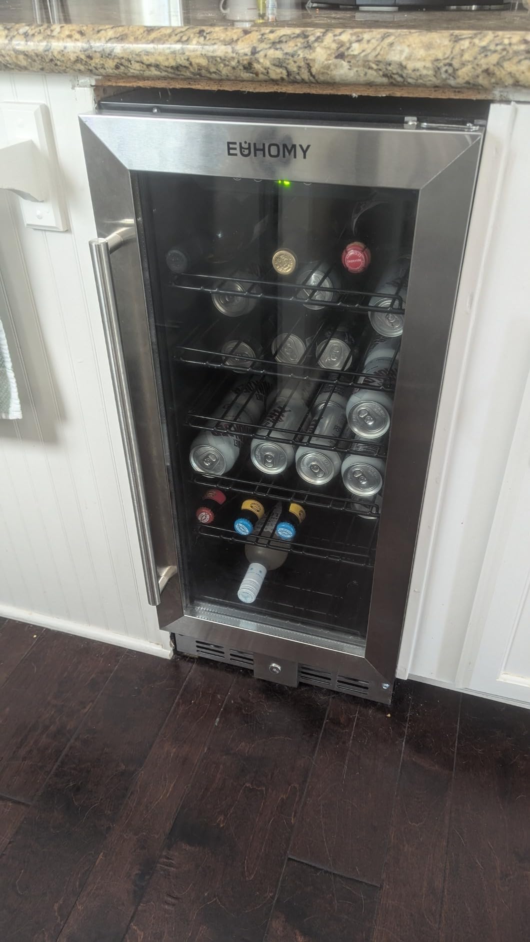 EUHOMY 15 Inch Beverage Refrigerator Cooler Under Counter 127 Cans Beverage Fridge Built-in or Freestanding with Glass Door, LED Light, Beer Fridge for Soda, Water, Wine - Home Kitchen Bar. Customer Review EUHOMY 15 Inch Beverage Refrigerator Cooler Under Counter 127 Cans Beverage Fridge Built-in or Freestanding with Glass Door, LED Light, Beer Fridge for Soda, Water, Wine - Home Kitchen Bar. - Customer Photo 1