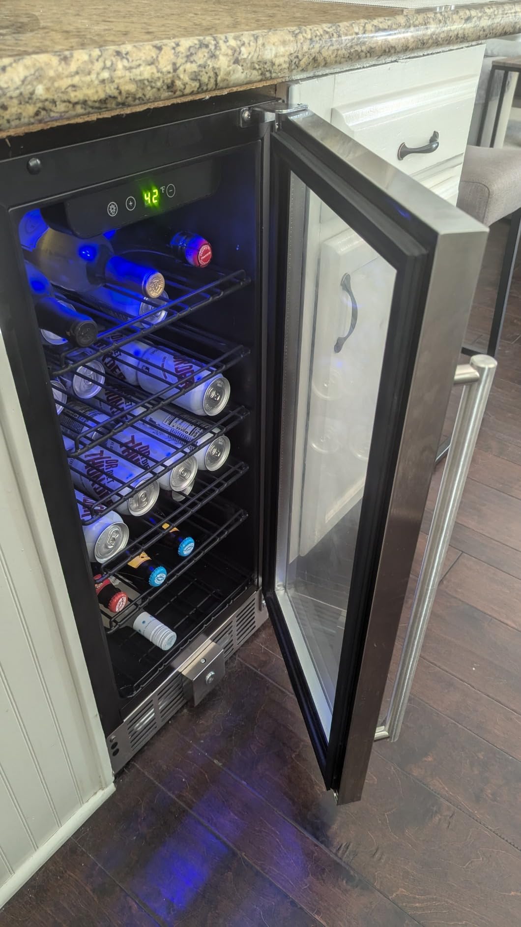 EUHOMY 15 Inch Beverage Refrigerator Cooler Under Counter 127 Cans Beverage Fridge Built-in or Freestanding with Glass Door, LED Light, Beer Fridge for Soda, Water, Wine - Home Kitchen Bar. Customer Review EUHOMY 15 Inch Beverage Refrigerator Cooler Under Counter 127 Cans Beverage Fridge Built-in or Freestanding with Glass Door, LED Light, Beer Fridge for Soda, Water, Wine - Home Kitchen Bar. - Customer Photo 2