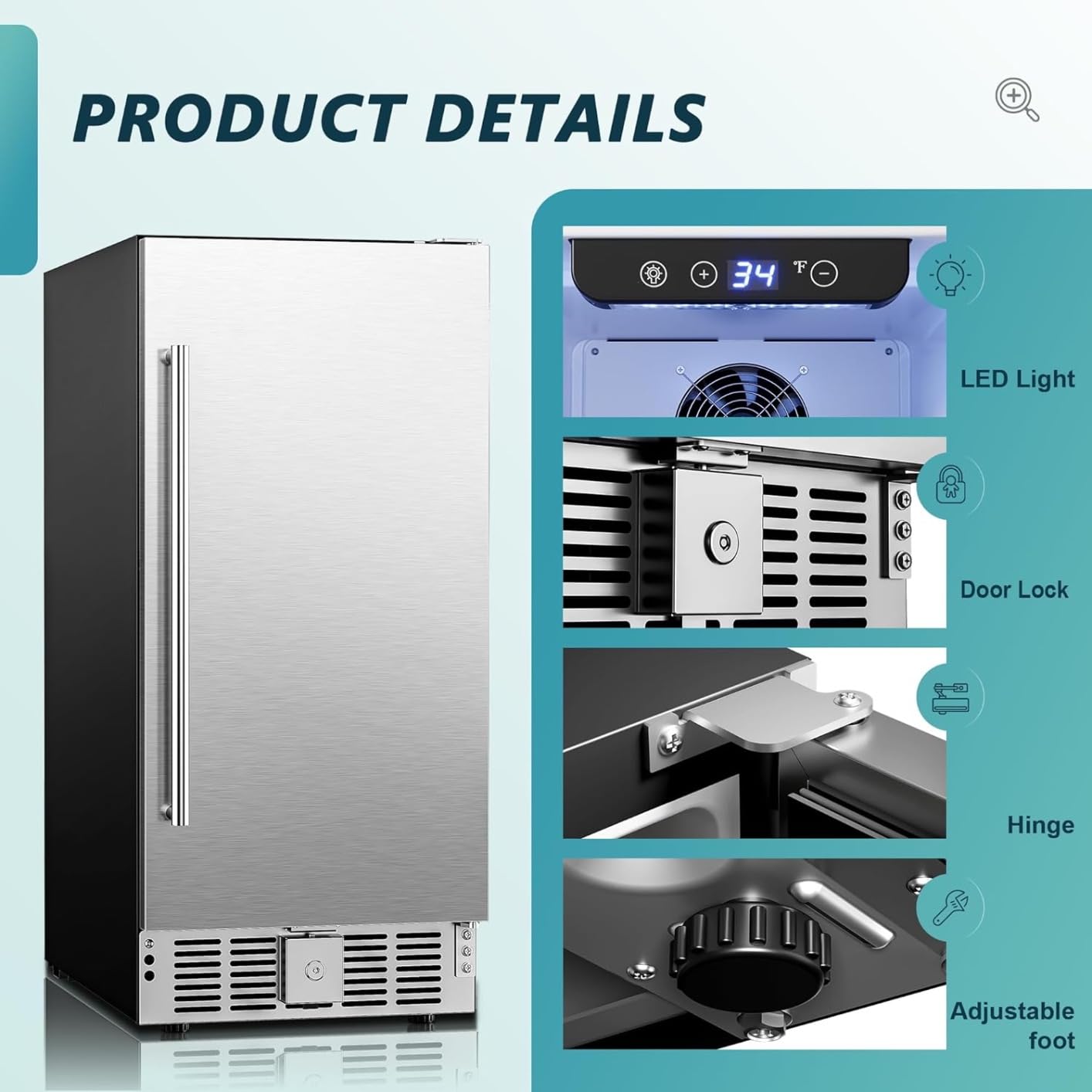 EUHOMY 24 Inch Beverage Refrigerator, Built-in and Freestanding Beverage Cooler 180 Can, Under Counter Beverage Fridge with Stainless Steel Door, Outdoor Refrigerator for Soda, Beer, Wine Customer Review EUHOMY 24 Inch Beverage Refrigerator, Built-in and Freestanding Beverage Cooler 180 Can, Under Counter Beverage Fridge with Stainless Steel Door, Outdoor Refrigerator for Soda, Beer, Wine - Customer Photo 1