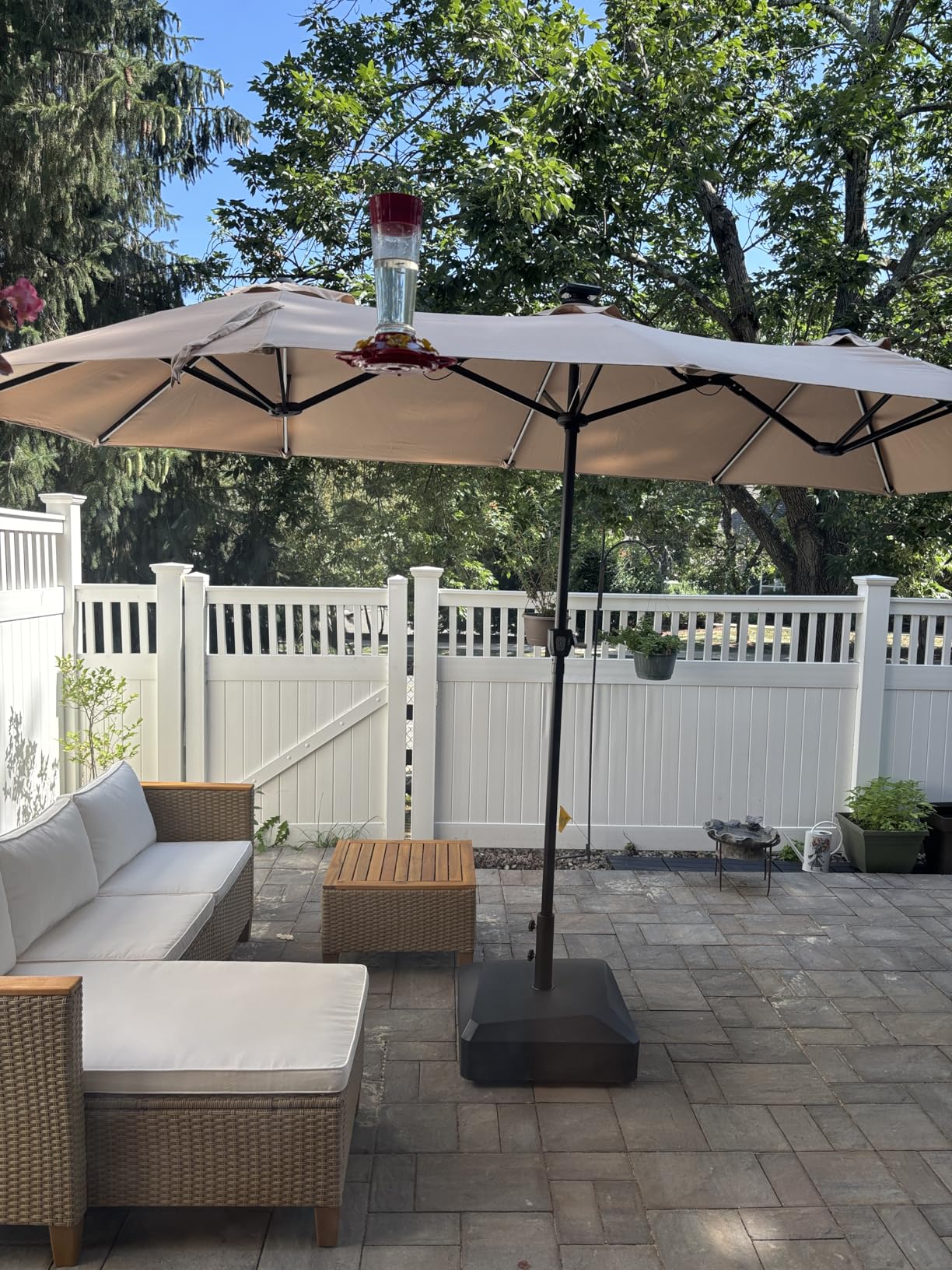 Sophia & William 13ft Outdoor Patio Umbrella with Solar Lights, Large Double-sided Umbrella with LED Lights, Perfect for Garden, Deck, Pool, Navy Blue - Customer Photo 1