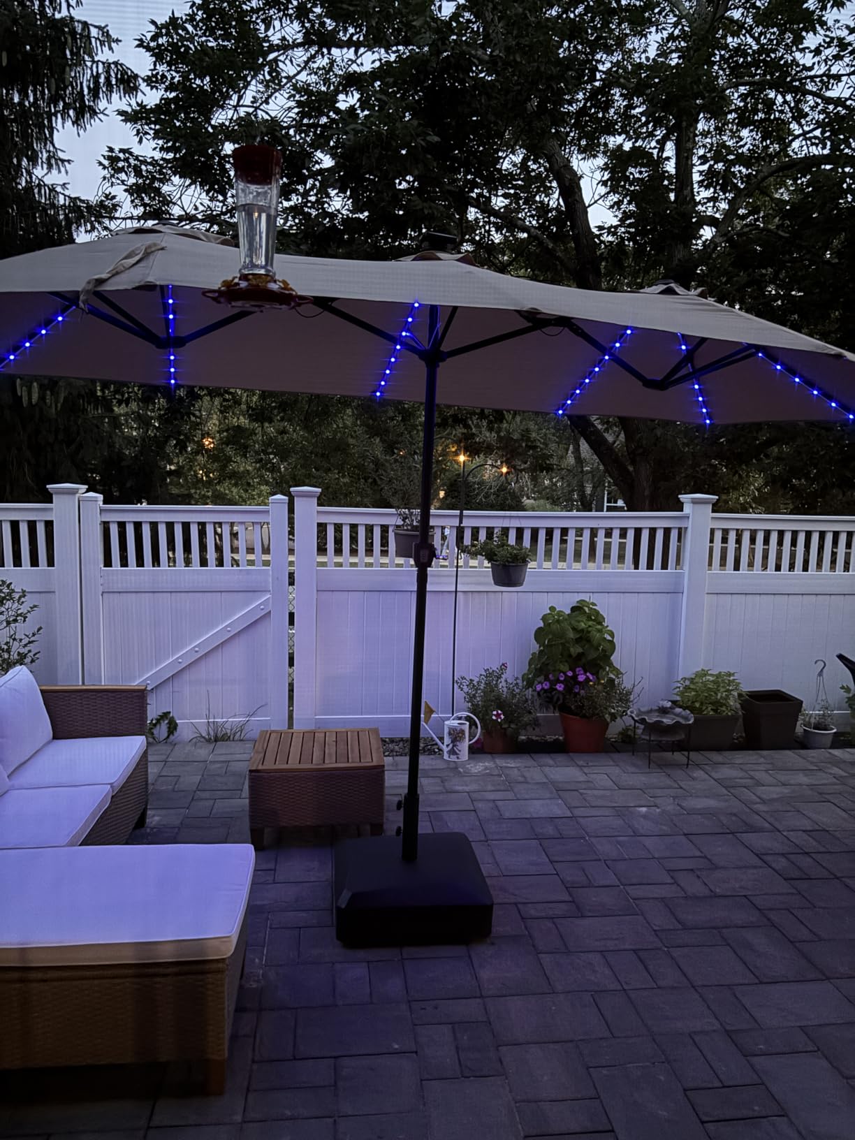 Sophia & William 13ft Outdoor Patio Umbrella with Solar Lights, Large Double-sided Umbrella with LED Lights, Perfect for Garden, Deck, Pool, Navy Blue - Customer Photo 2