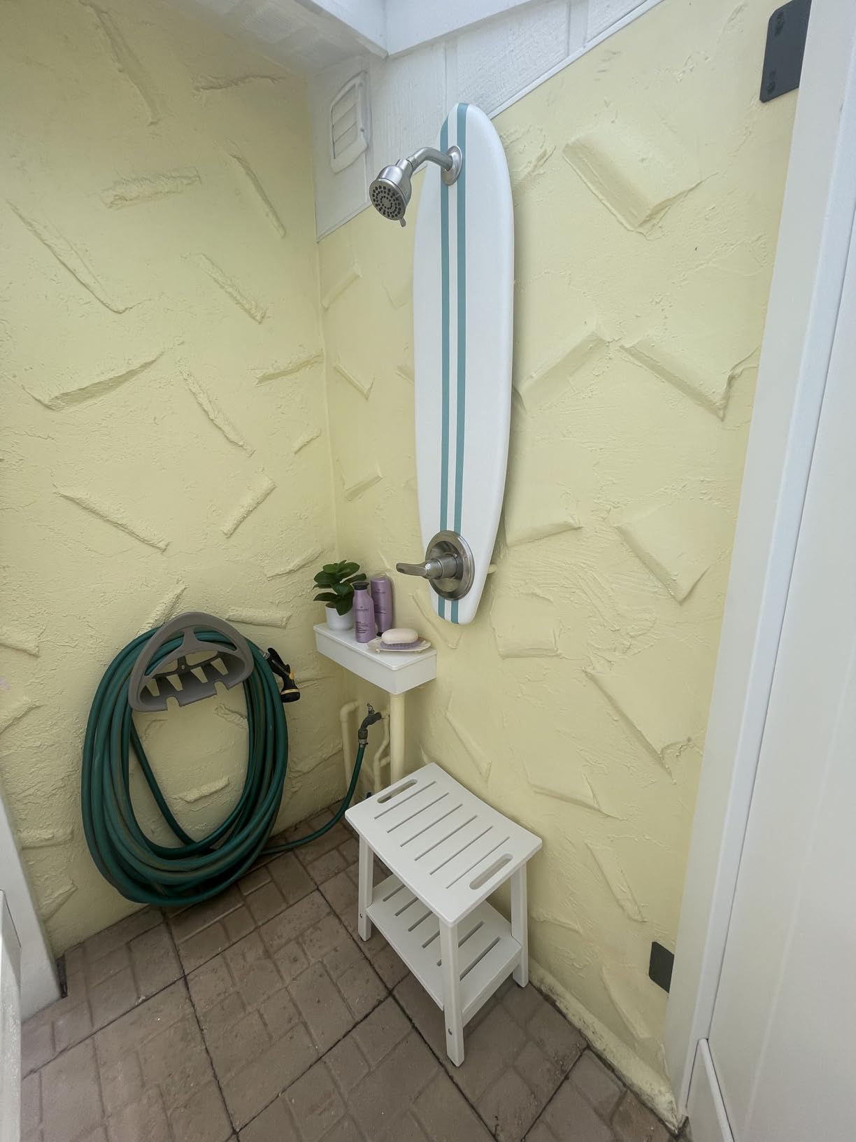 Shower Bench for Inside Shower - White HDPE Shower Stool Waterproof - Spa Bathroom Seat Chair with Handle, Storage Shelf, Adjustable Feet - Indoor/Outdoor, Weather Resistant Customer Review Shower Bench for Inside Shower - White HDPE Shower Stool Waterproof - Spa Bathroom Seat Chair with Handle, Storage Shelf, Adjustable Feet - Indoor/Outdoor, Weather Resistant - Customer Photo 2