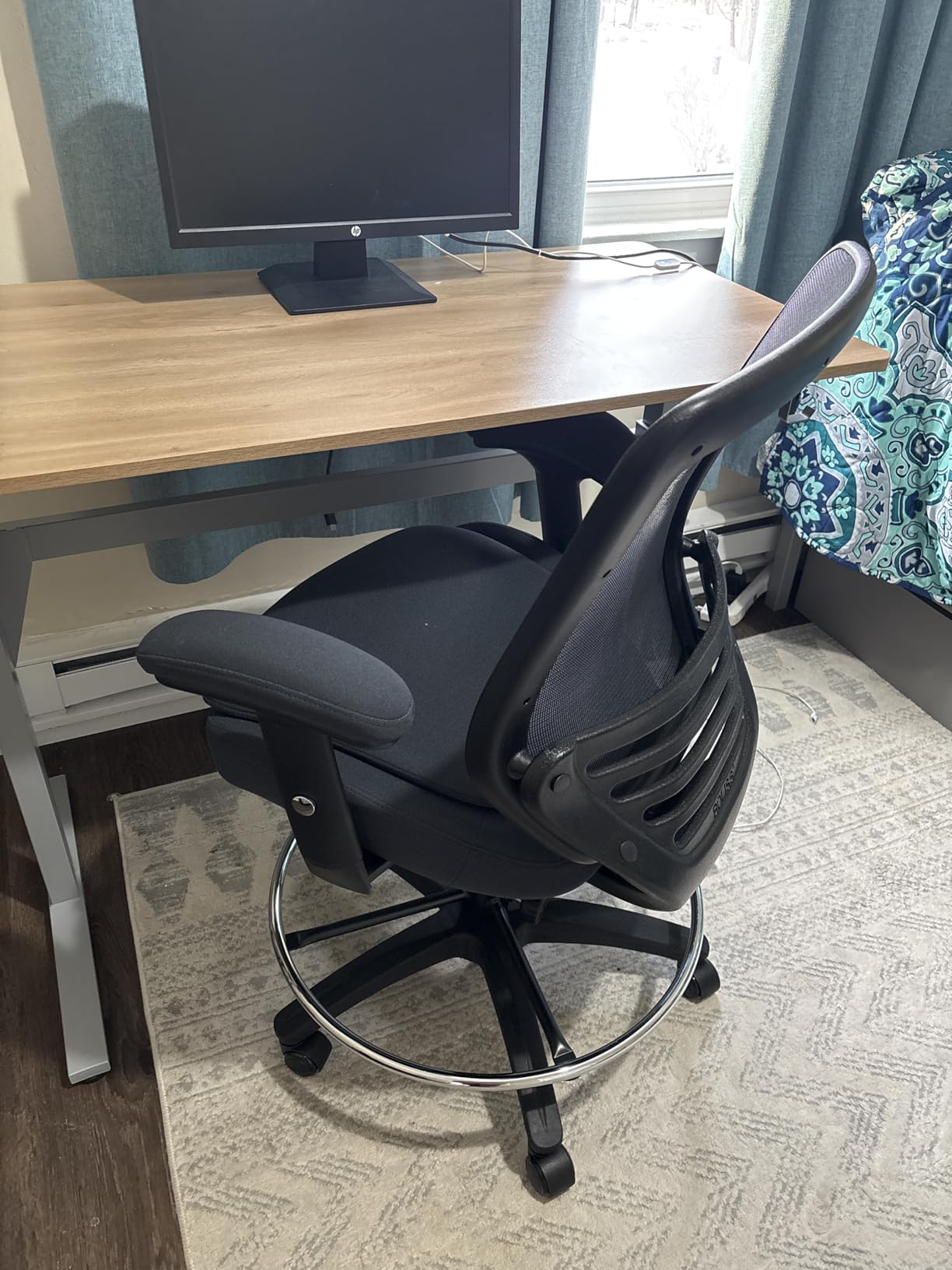 400lbs Tall Office Drafting Chair with Extra Seat Cushion for High Standing Desk with Lumbar Support and Enlarged Adjustable Footring Customer Review 400lbs Tall Office Drafting Chair with Extra Seat Cushion for High Standing Desk with Lumbar Support and Enlarged Adjustable Footring - Customer Photo 1