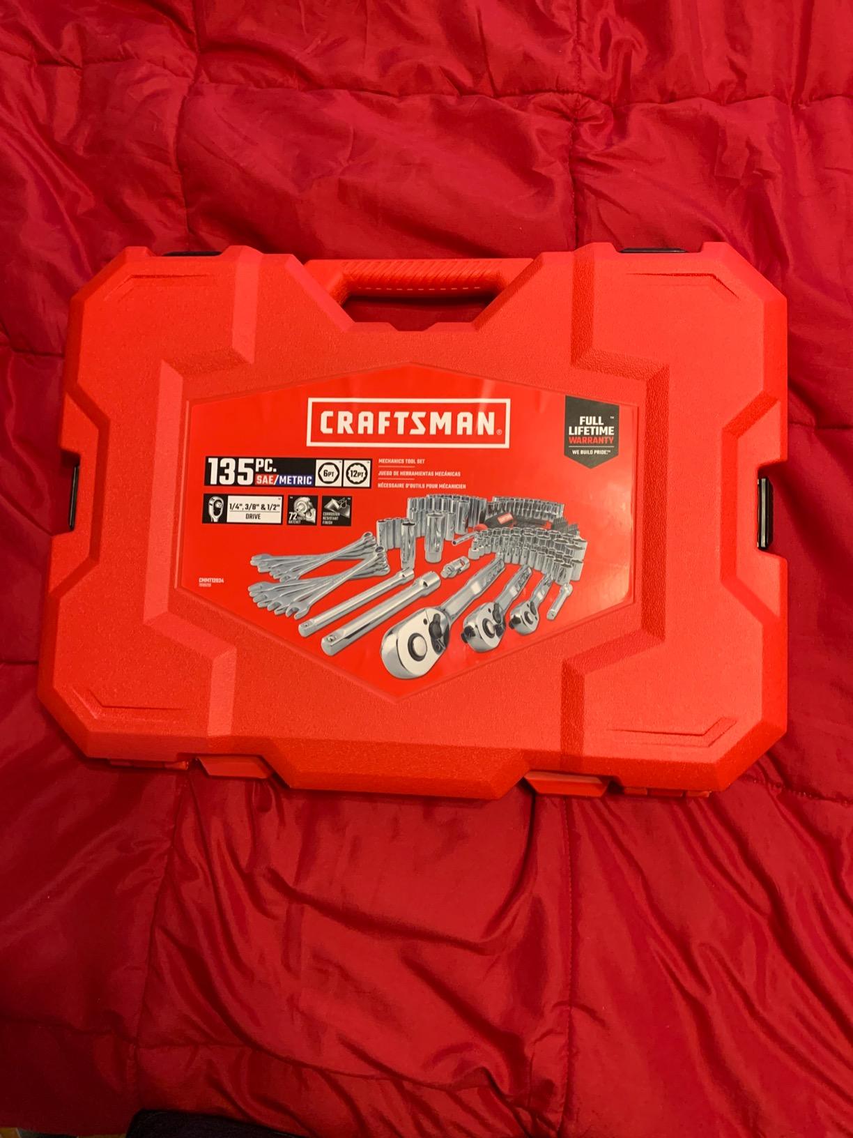 CRAFTSMAN Mechanic Tool Set 135 Pcs, 1/4, 1/2 and 3/8 Inch Drive SAE and Metric Socket Wrench Set with Case (CMMT12124) Customer Review CRAFTSMAN Mechanic Tool Set 135 Pcs, 1/4, 1/2 and 3/8 Inch Drive SAE and Metric Socket Wrench Set with Case (CMMT12124) - Customer Photo 1