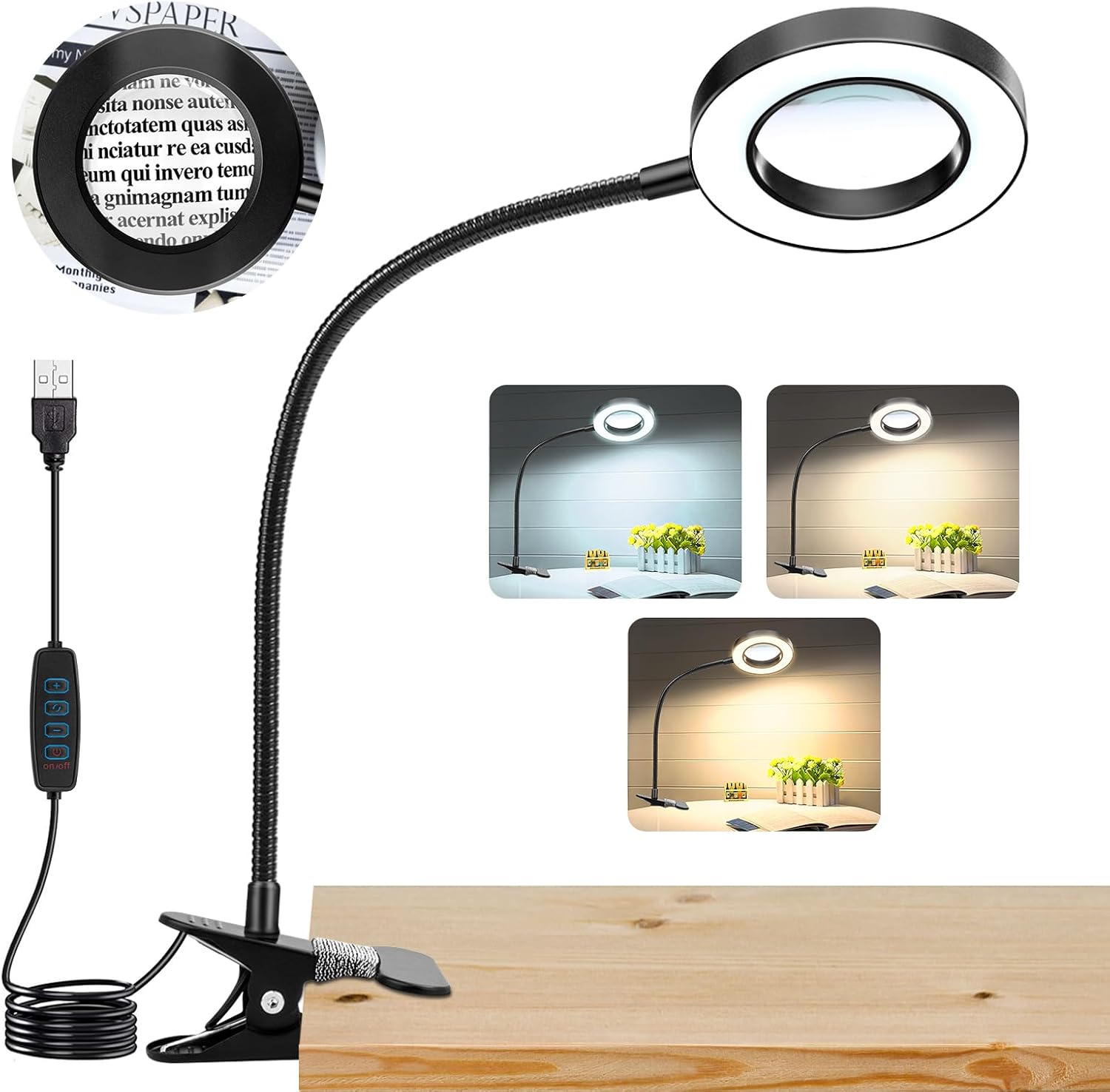 10X Magnifying Glass with Light, Clip on Mganifier with Light, 48 LED Desk Magnifying Glass wtih Clamp, 3 Modes Dimmable Magnifying LED Lamps for Bed Work Crafts DIY Repair Customer Review 10X Magnifying Glass with Light, Clip on Mganifier with Light, 48 LED Desk Magnifying Glass wtih Clamp, 3 Modes Dimmable Magnifying LED Lamps for Bed Work Crafts DIY Repair - Customer Photo 1