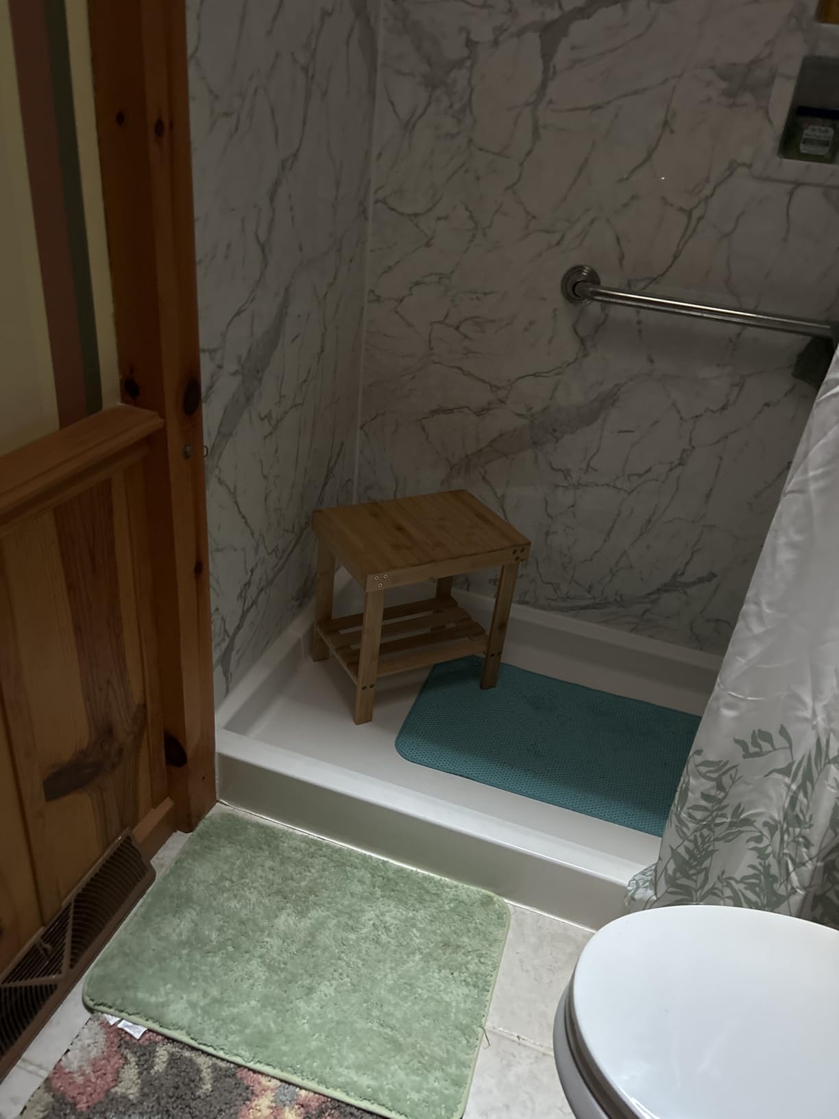 Bamboo Shower Bench, Shower Chair with Non-Slip Feet Storage Shelf Safe and Stable, Kids Adults Wooden Stool for Bathroom, Bedside, Living Room, Spa Customer Review Bamboo Shower Bench, Shower Chair with Non-Slip Feet Storage Shelf Safe and Stable, Kids Adults Wooden Stool for Bathroom, Bedside, Living Room, Spa - Customer Photo 1